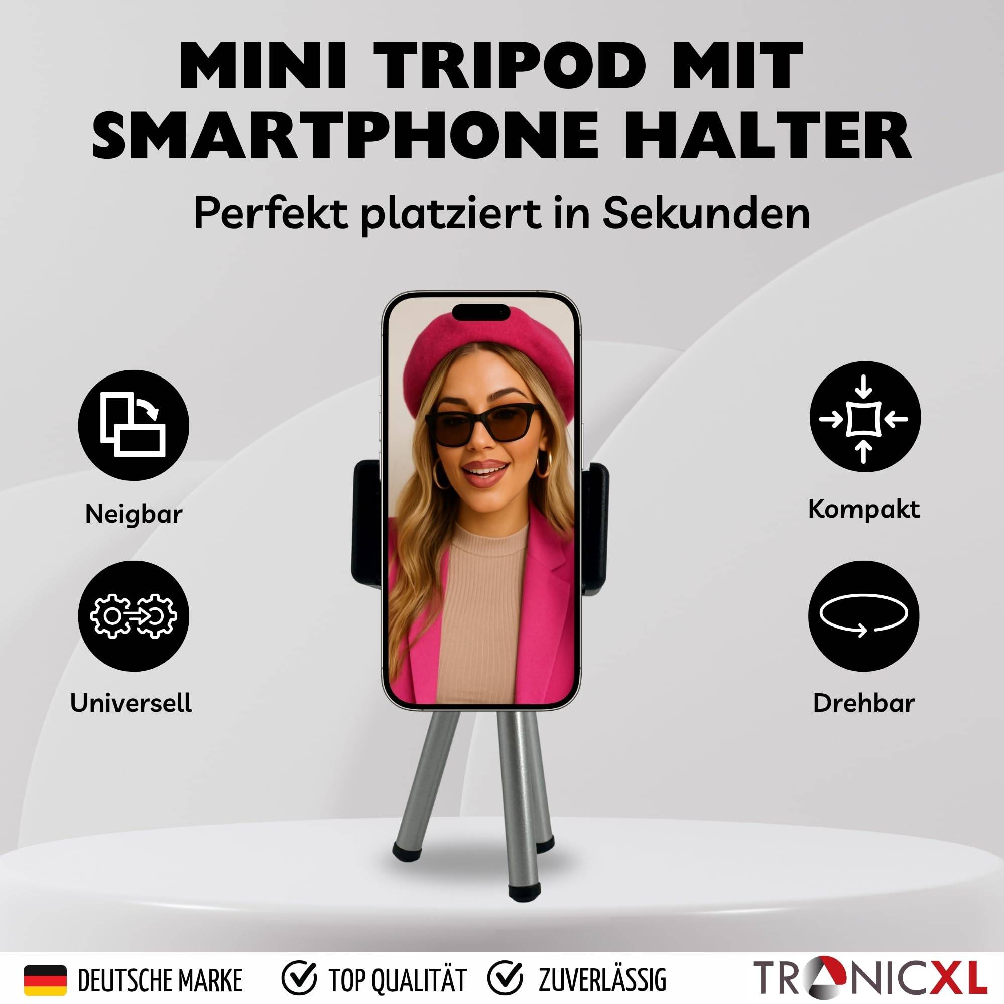 Handy Stativ mit Selbstauslöser Bluetooth Fernbedienung Smartphone Tripod klein Kamerastativ