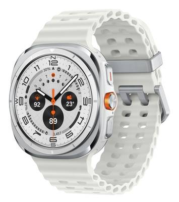 Samsung Galaxy Watch Ultra - 47 mm - Titanweiß - intelligente Uhr mit Marineband - Gummi - weiß - Bandgröße: S/M/L - Anz