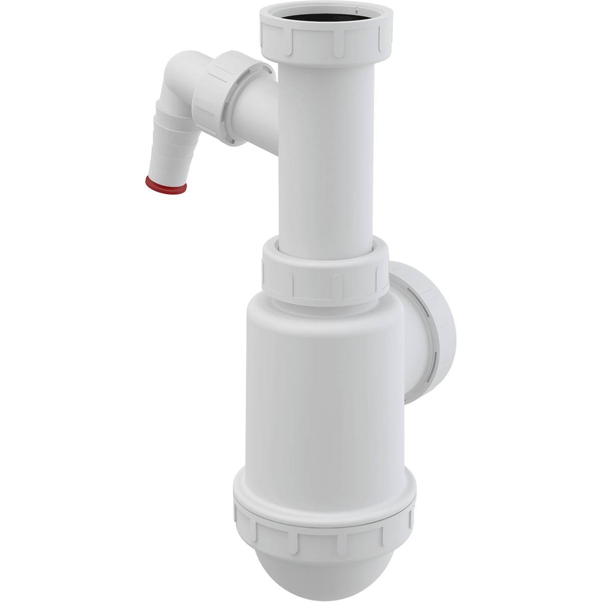 Alcadrain Spülbeckensiphon mit einer Überwurfmutter 6/4" und einem Geräteanschluss