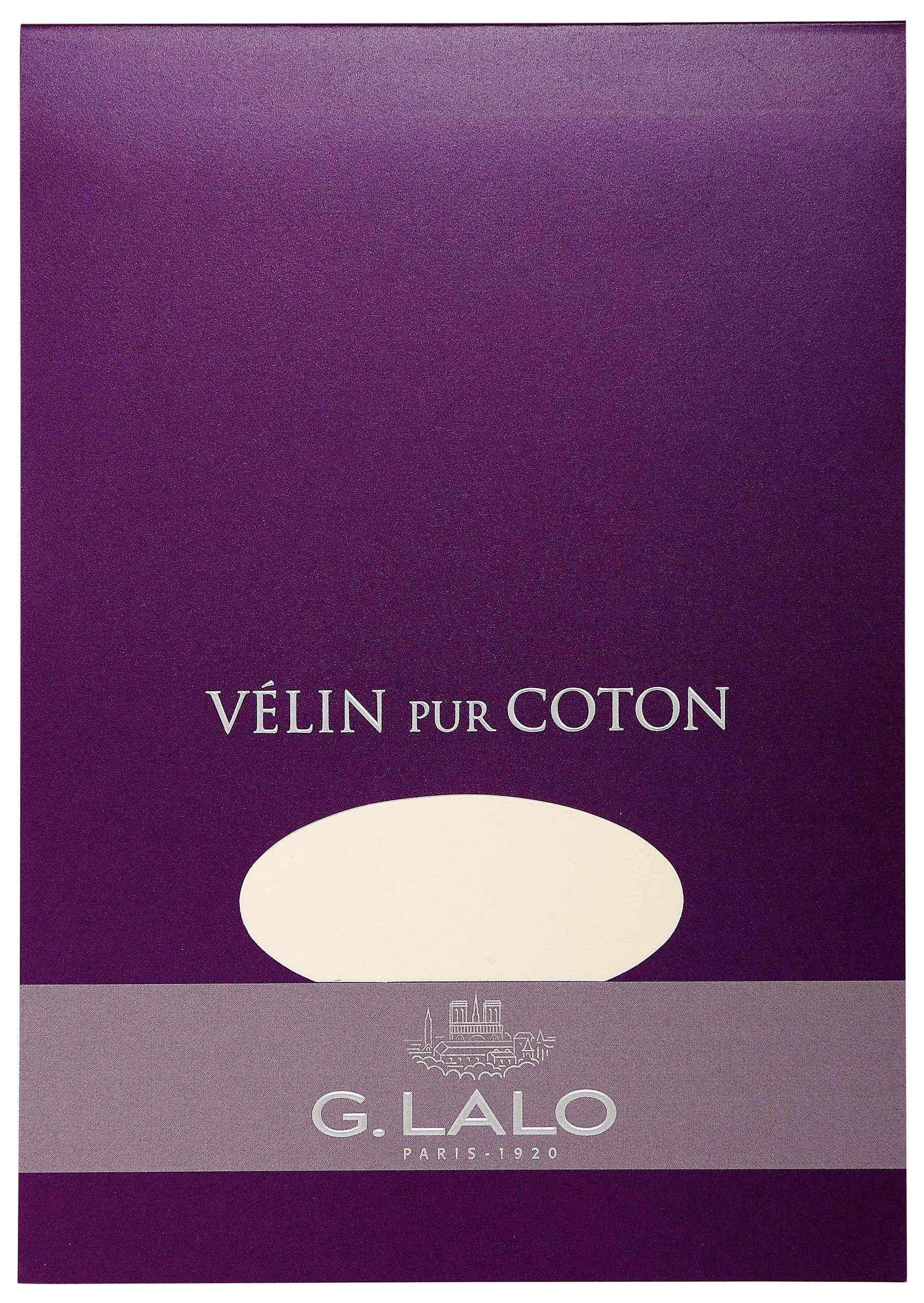G.Lalo 5x Block Vélin pur Coton 50% Hadern A5, 40 Blatt, 125g Creme 11000L