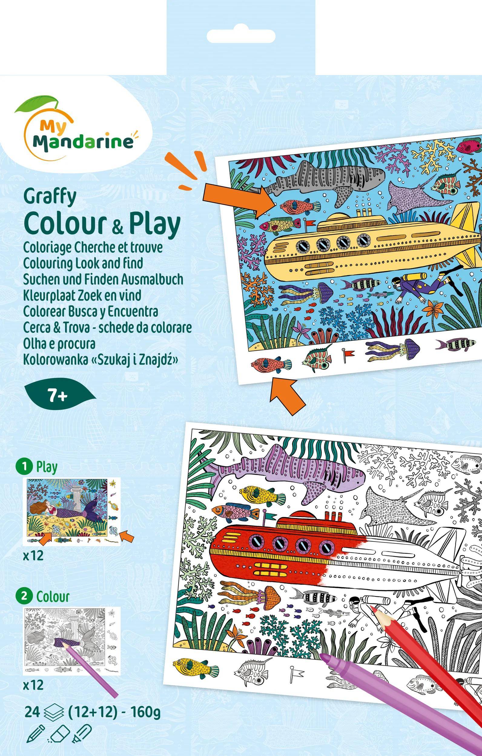 My Mandarine 5x Graffy Colour & Play, Suchen und finden, Meer - Blau GY166C