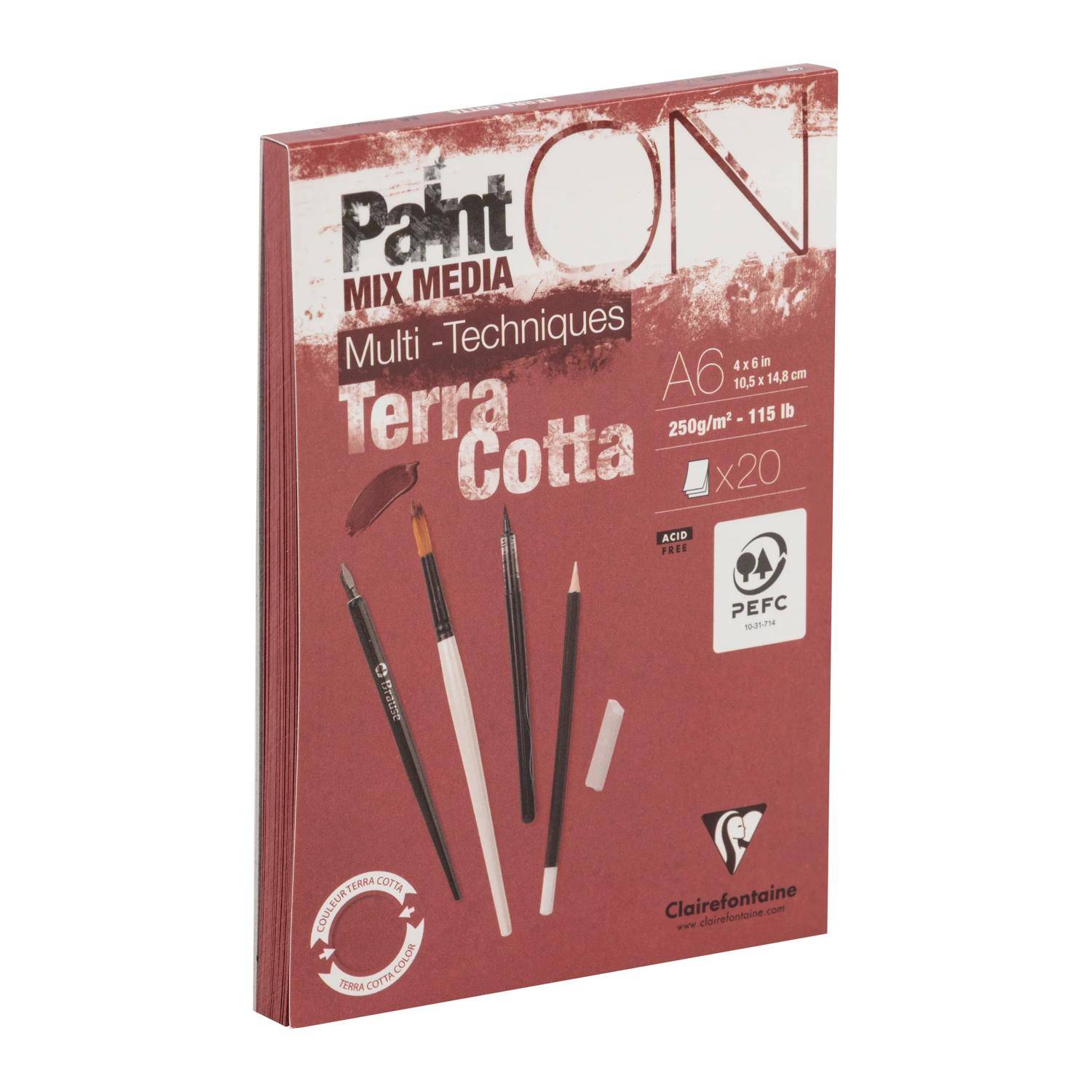 Clairefontaine 8x PaintON Block A6 geleimt, 20 Bl 250g, Mixed Media 976151C