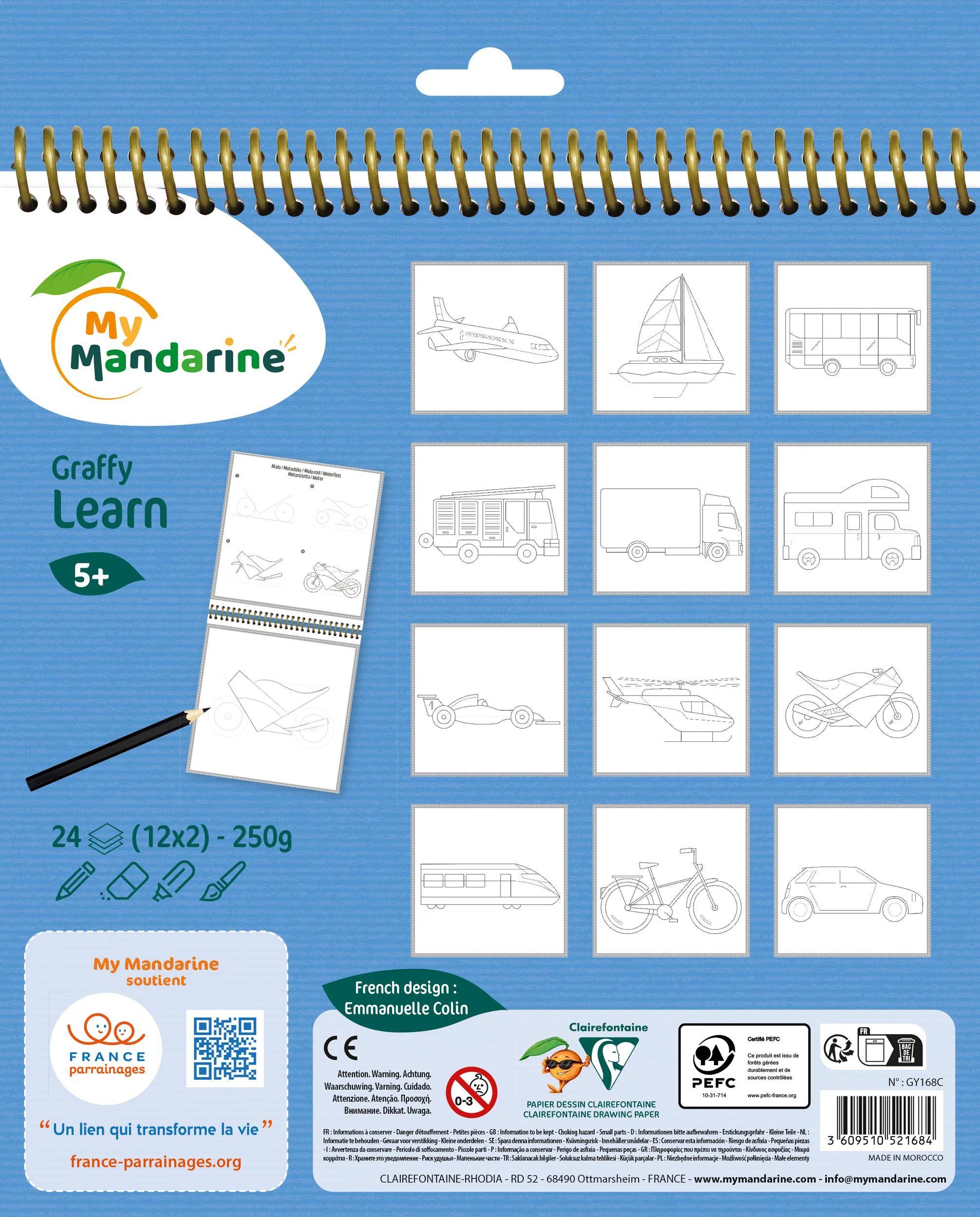 My Mandarine 5x Graffy Learn, Transportmittel - Blau GY168C