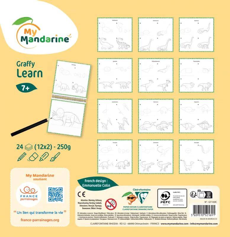 My Mandarine 5x Graffy Learn, Dinosaurier - Gelb GY169C