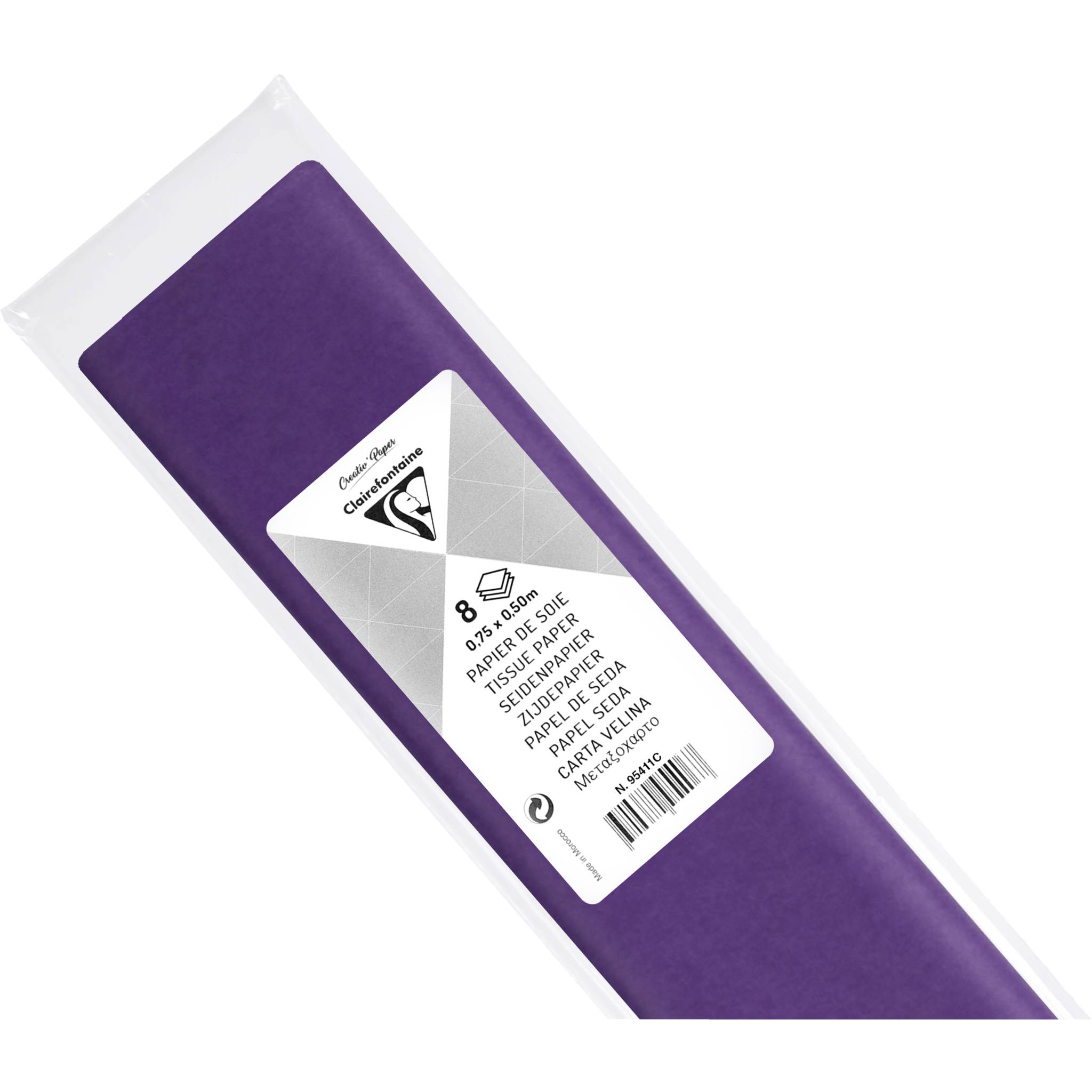 Clairefontaine 10x Seidenpapier, Pack 8 Bogen 18g im 50x75cm Violett 95411C