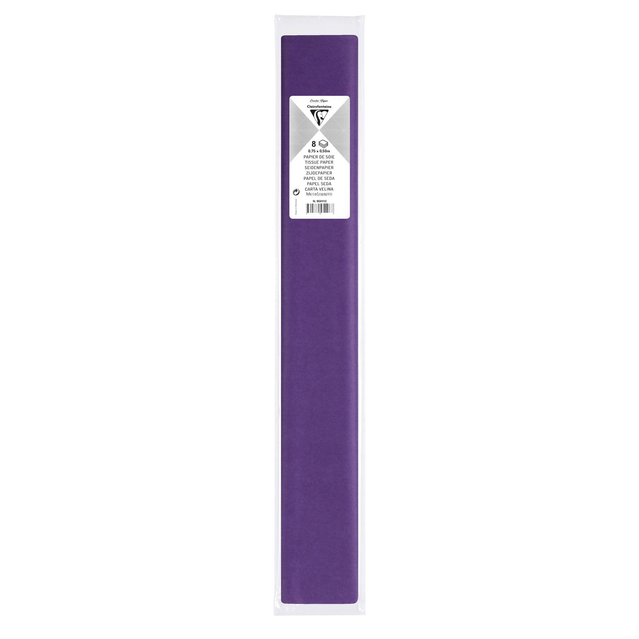 Clairefontaine 10x Seidenpapier, Pack 8 Bogen 18g im 50x75cm Violett 95411C