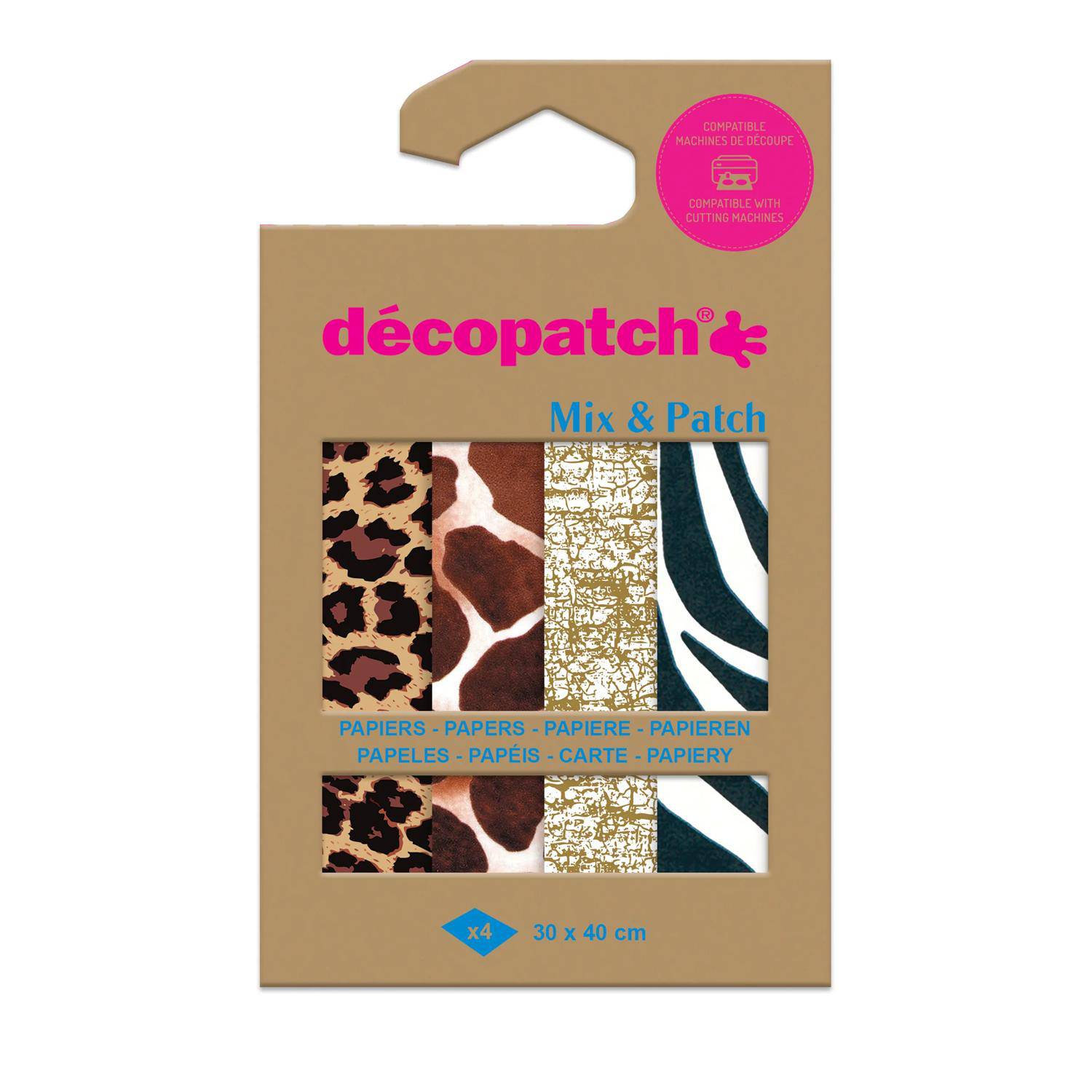 Décopatch 6x Mix & Patch Pack 4 Bl 30x40cm Tierfelle Gemischte Sortierung DP044C