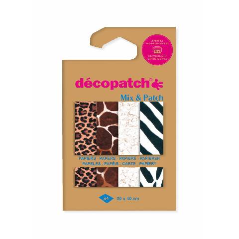 Décopatch 6x Mix & Patch Pack 4 Bl 30x40cm Tierfelle Gemischte Sortierung DP044C