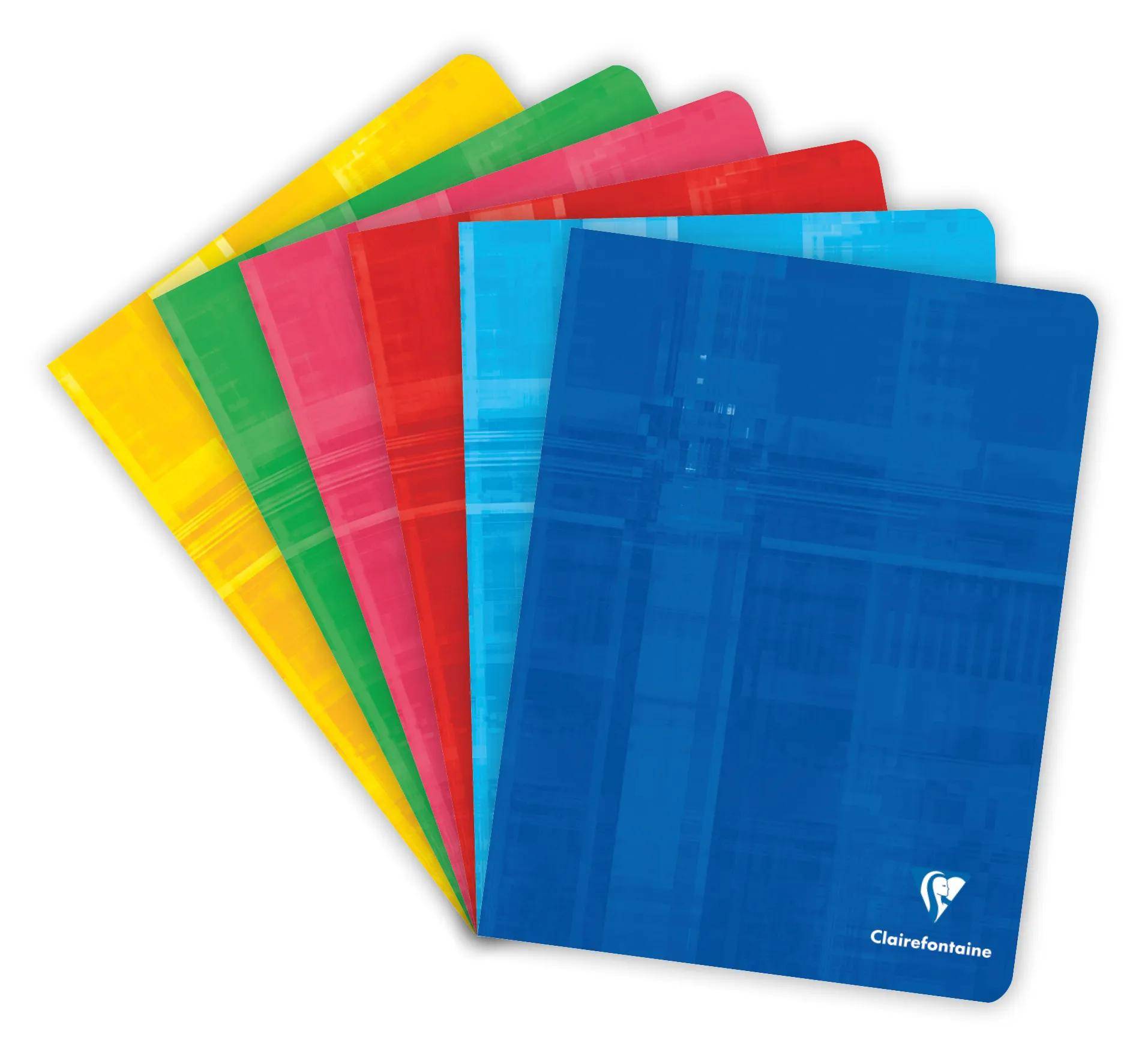 Clairefontaine 10x Notizheft 17x22cm, 40 Bl liniert Rand Sortiert 3723C