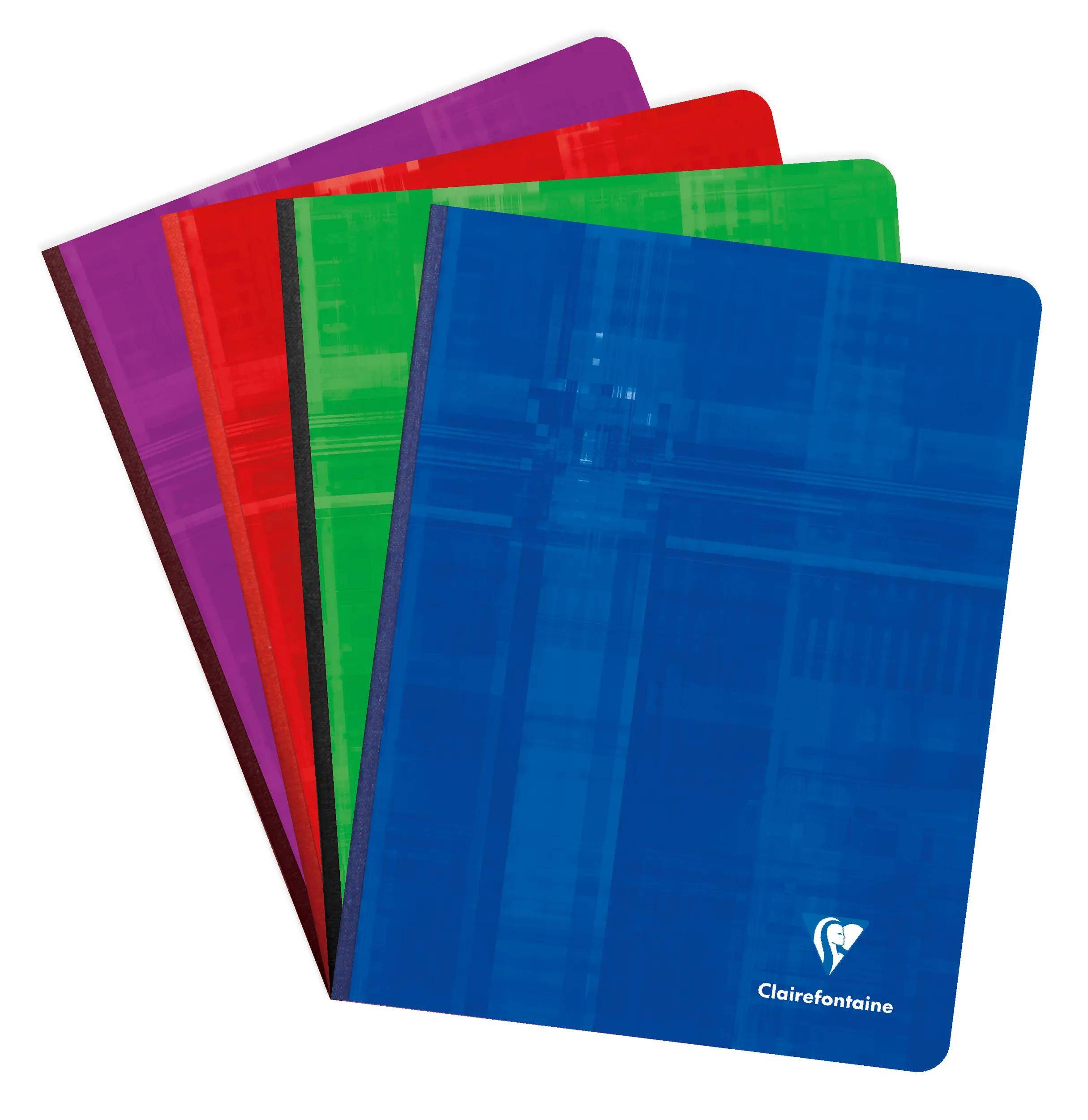 Clairefontaine 5x Notizbuch Leinenrücken, 17x22cm 96 Bl kariert Sortiert 9742C