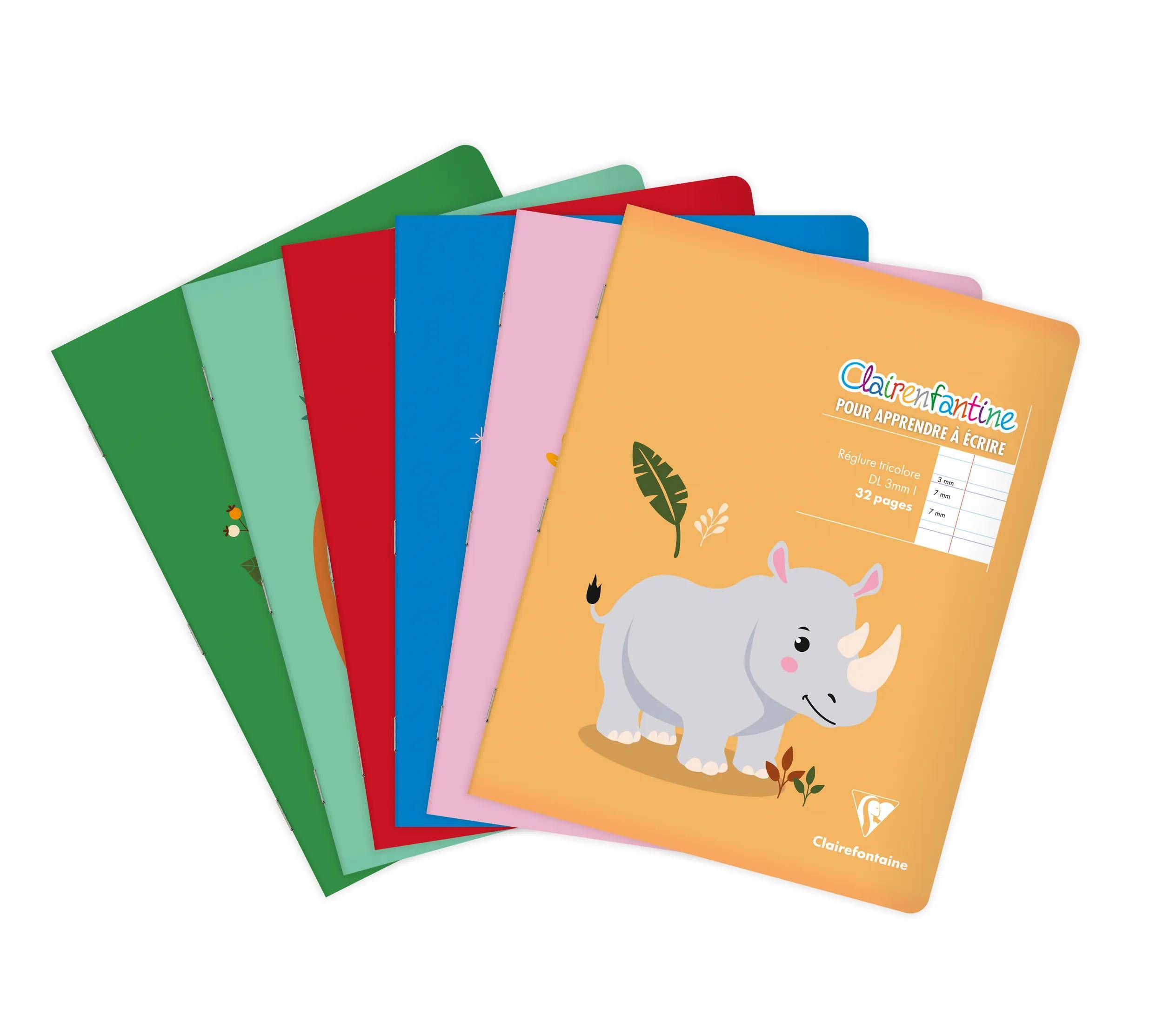 Clairefontaine 25x Notizheft 17x22cm, 16 Bl 3mm + Zwischenlinie Sortiert 3793C