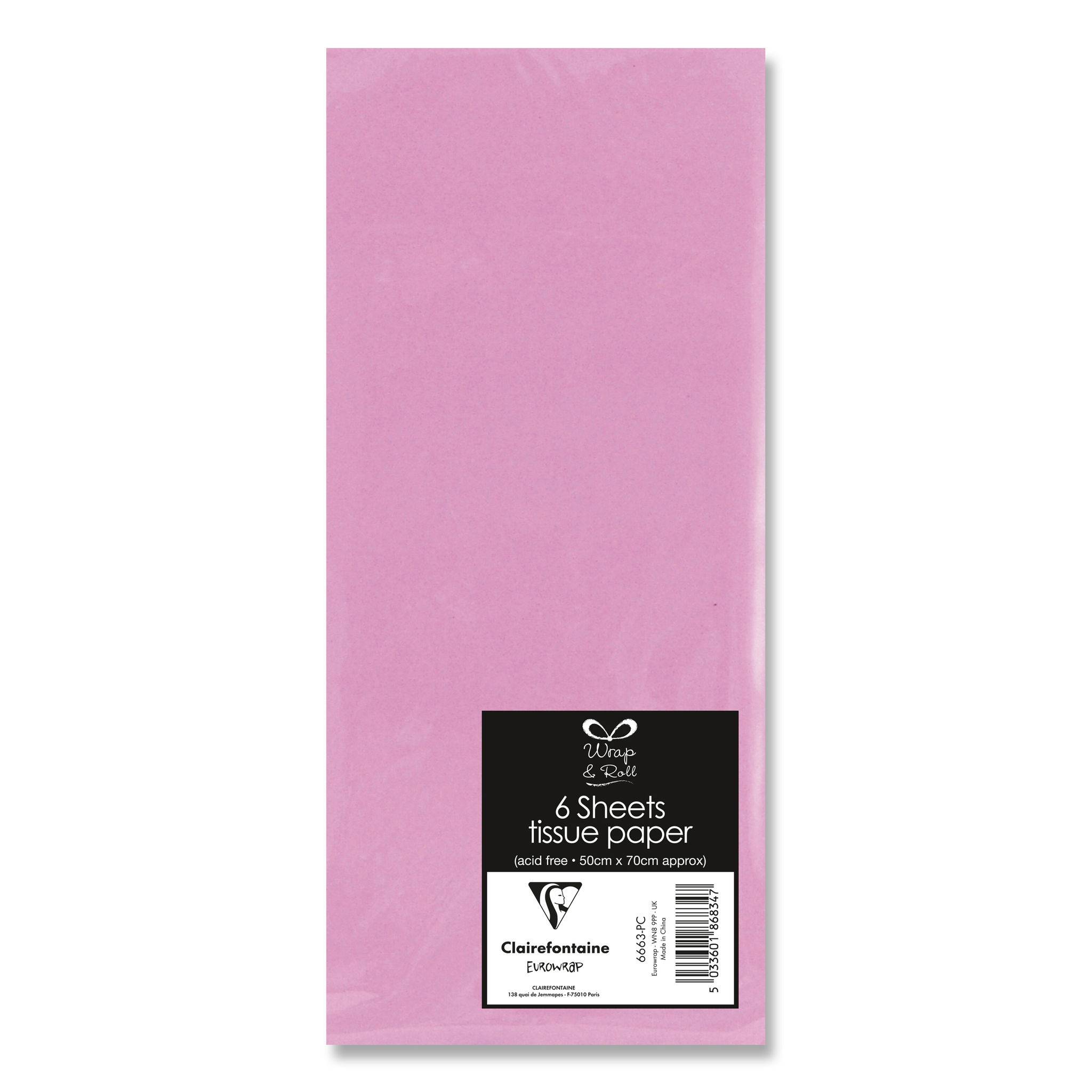 Clairefontaine 12x Seidenpapier, Packung mit 6 Blatt 50x70 cm, rosa Rosa 6663-PC