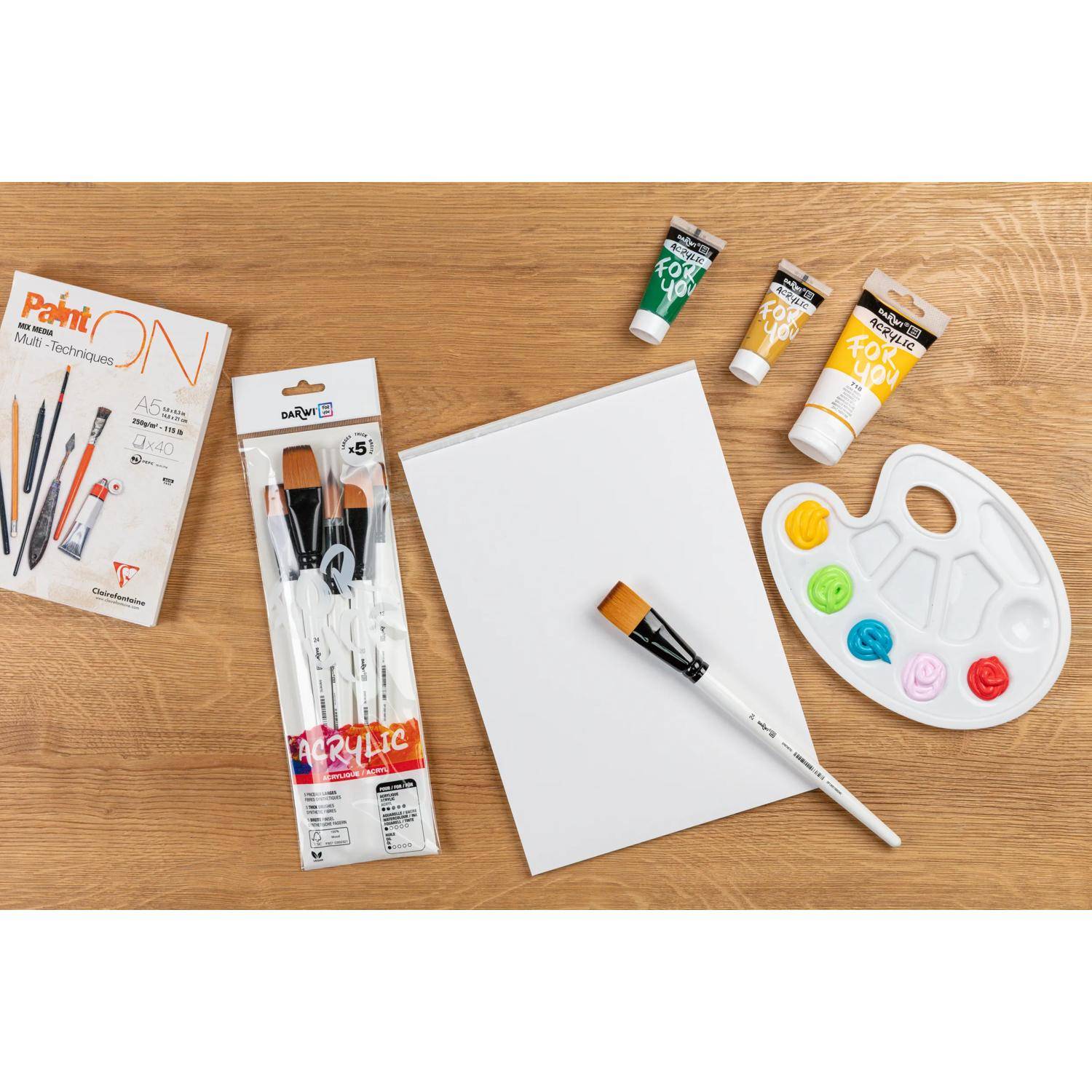 Darwi 12x Darwi For You, Flachpinsel 5,20 mm, Größe 4 - Weiß DF1305150004C