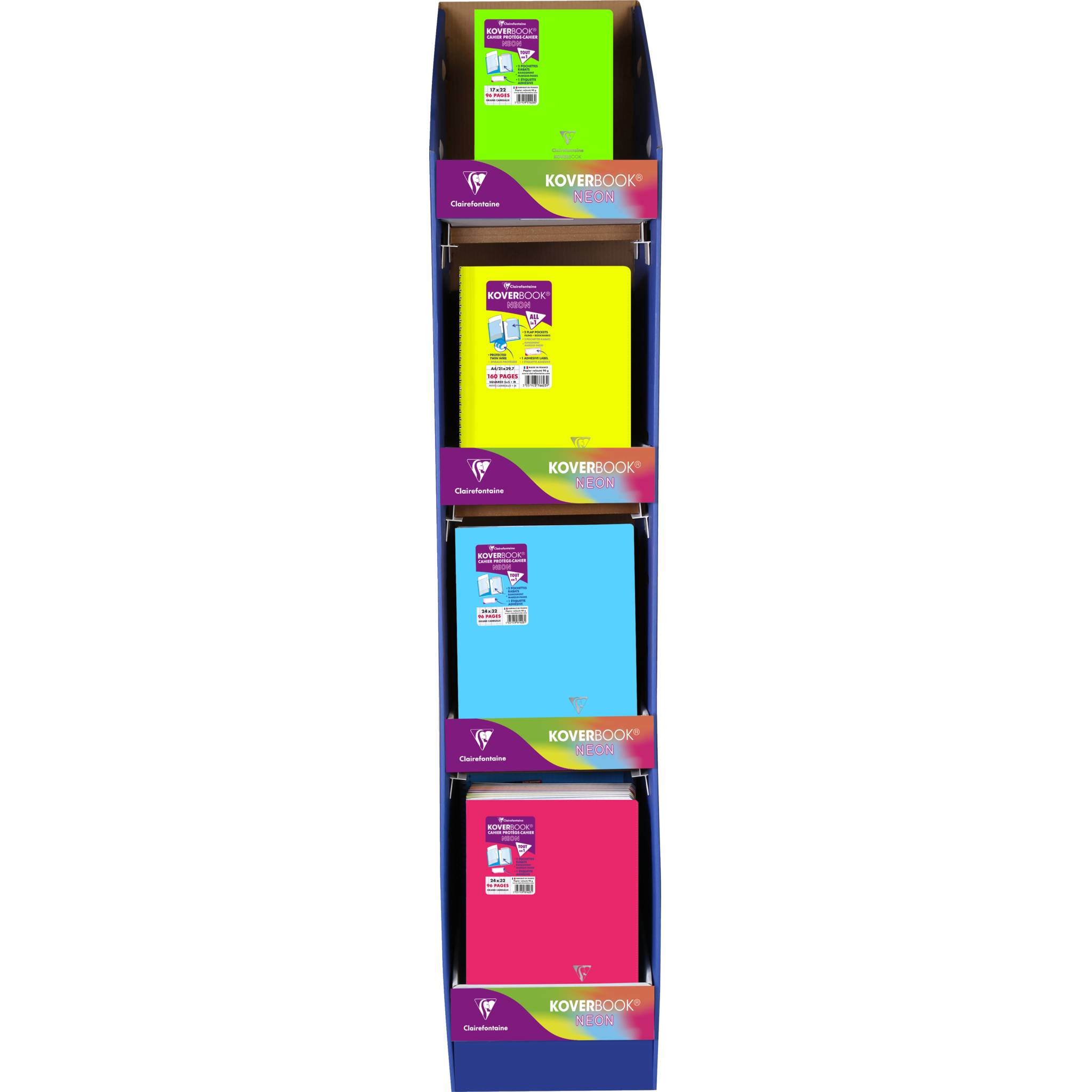 Clairefontaine 1/8 Box-Display KOVERBOOK NEON, Karton, 40x30x152cm 986000VIDEC