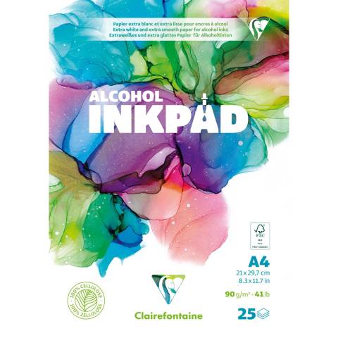 Clairefontaine 5x Alcohol Inkpad, Block A4, 25 Blatt 90g, extraweiß 976107C