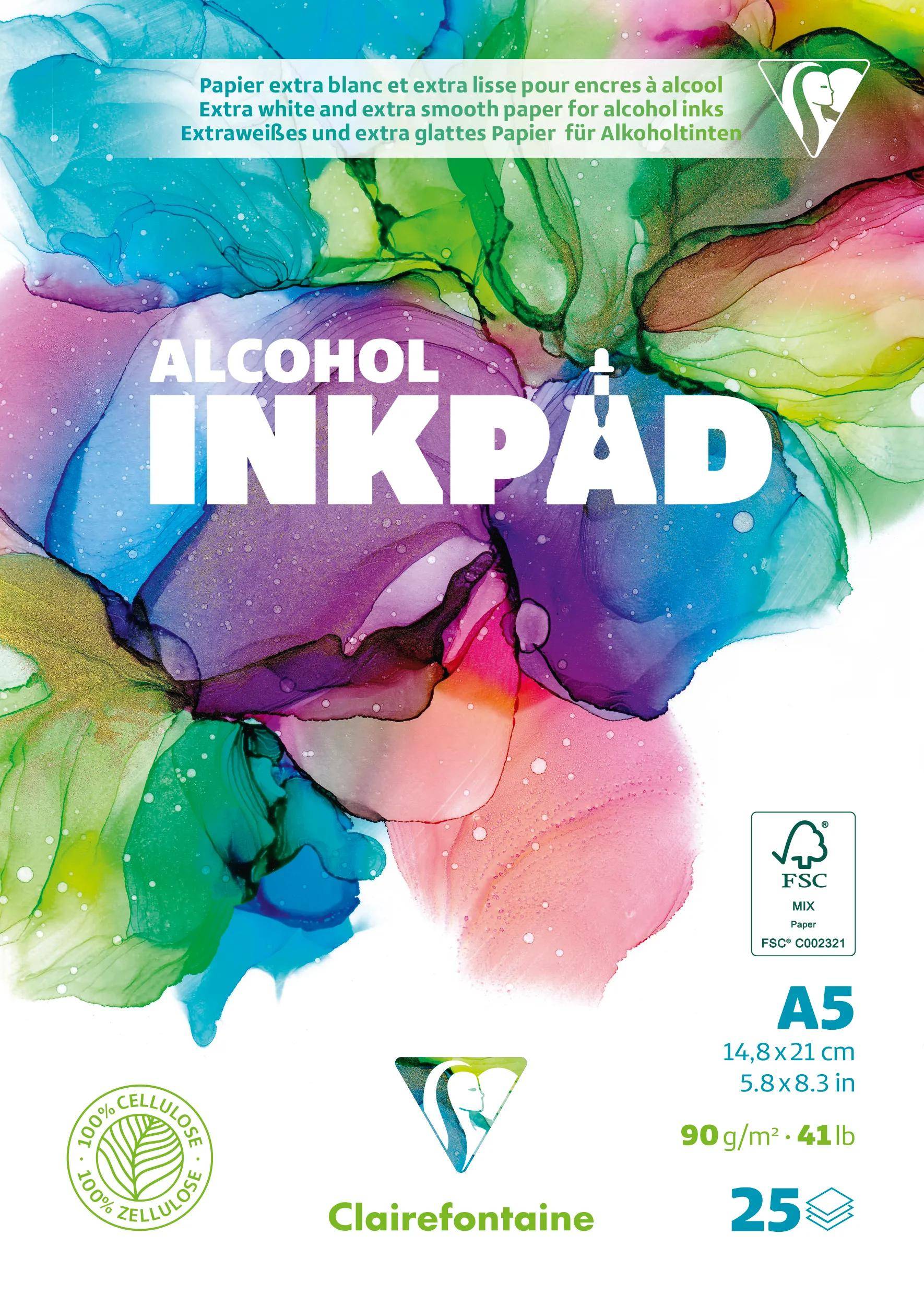 Clairefontaine 5x Alcohol Inkpad, Block A5, 25 Blatt 90g, extraweiß 976106C