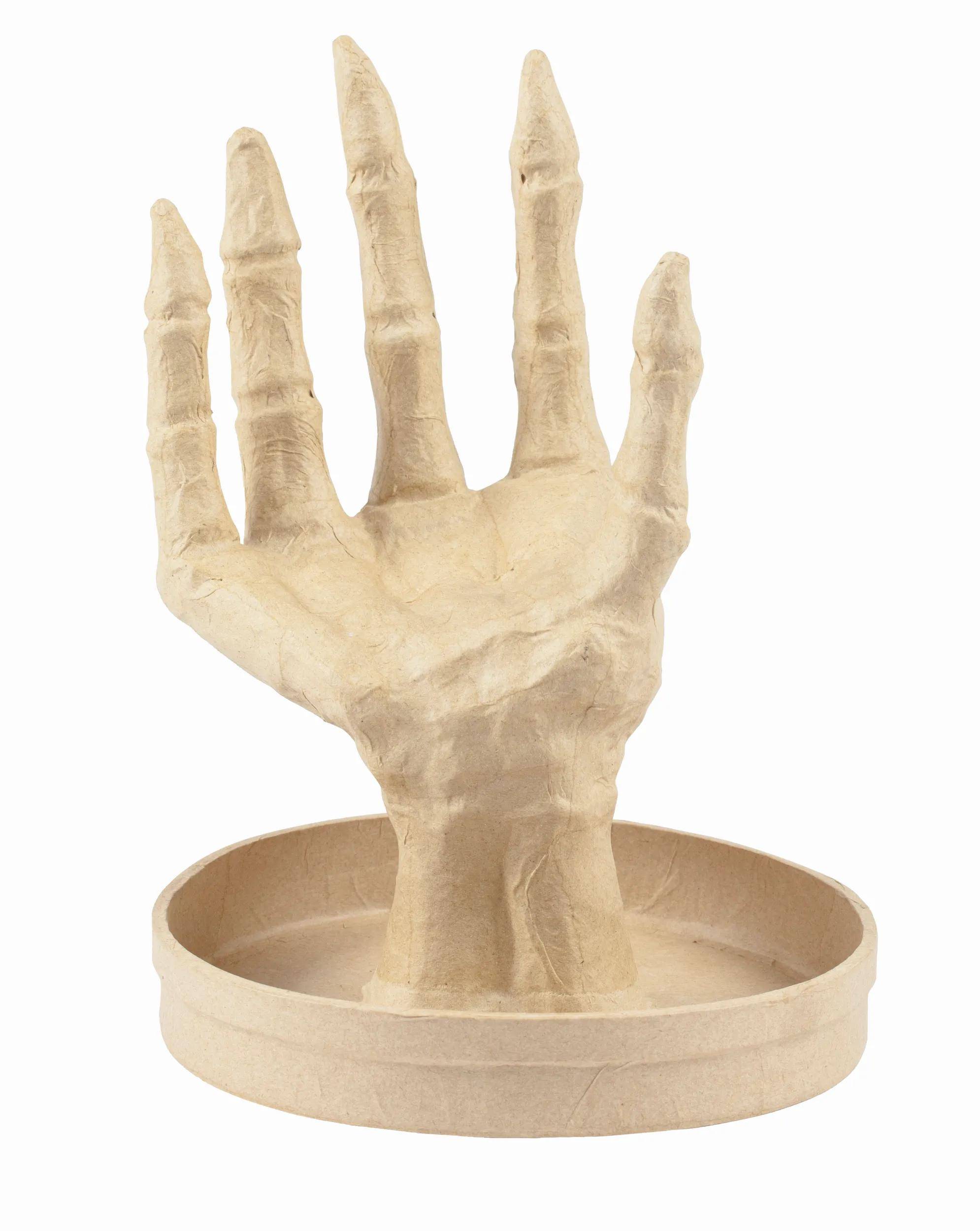 Décopatch Pappmaché, Tablett, rechte Hand Skelett 15x7,5x11cm Kartonbraun AC930C