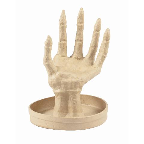Décopatch Pappmaché, Tablett, linke Hand Skelett 15x7,5x11 cm Kartonbraun AC931C