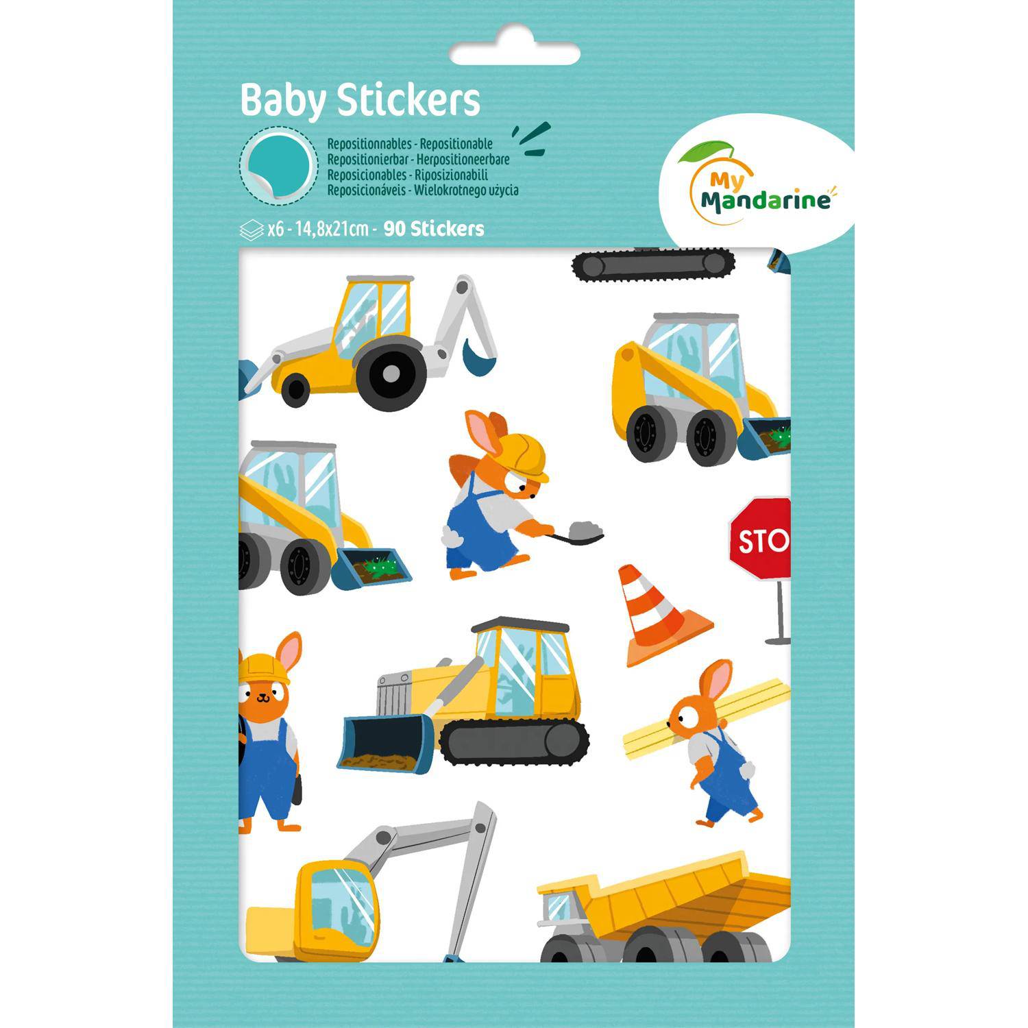 Maildor 10x Baby, 6 Stickerbogen 14,8x21cm, Baustelle - Mehrfarbig AE235C