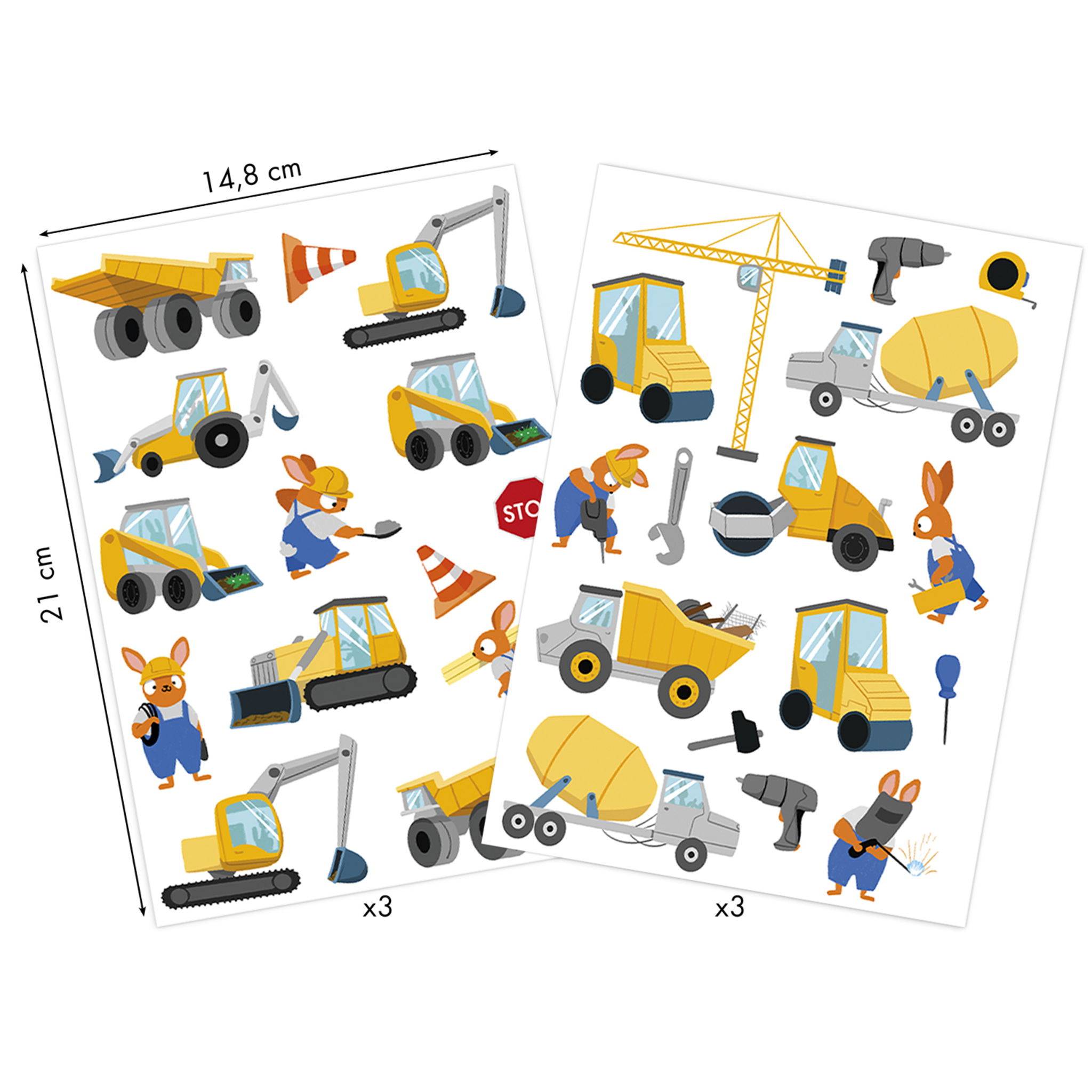 Maildor 10x Baby, 6 Stickerbogen 14,8x21cm, Baustelle - Mehrfarbig AE235C