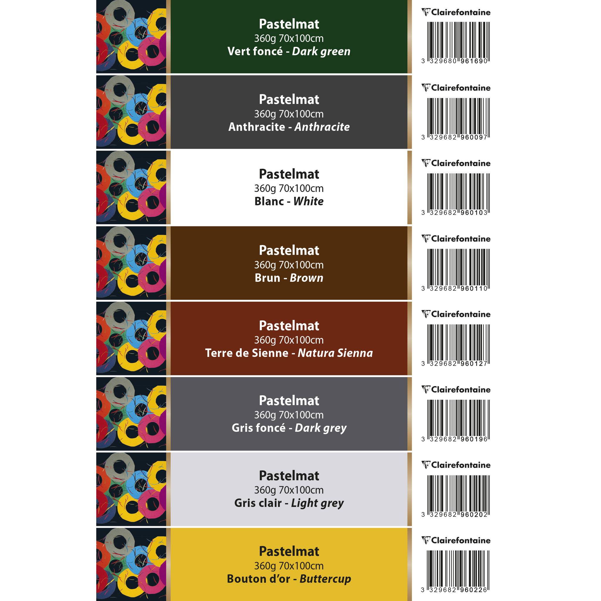 Clairefontaine Etiketten Pastelmat gegenkaschiert 70x100 cm - 93919C