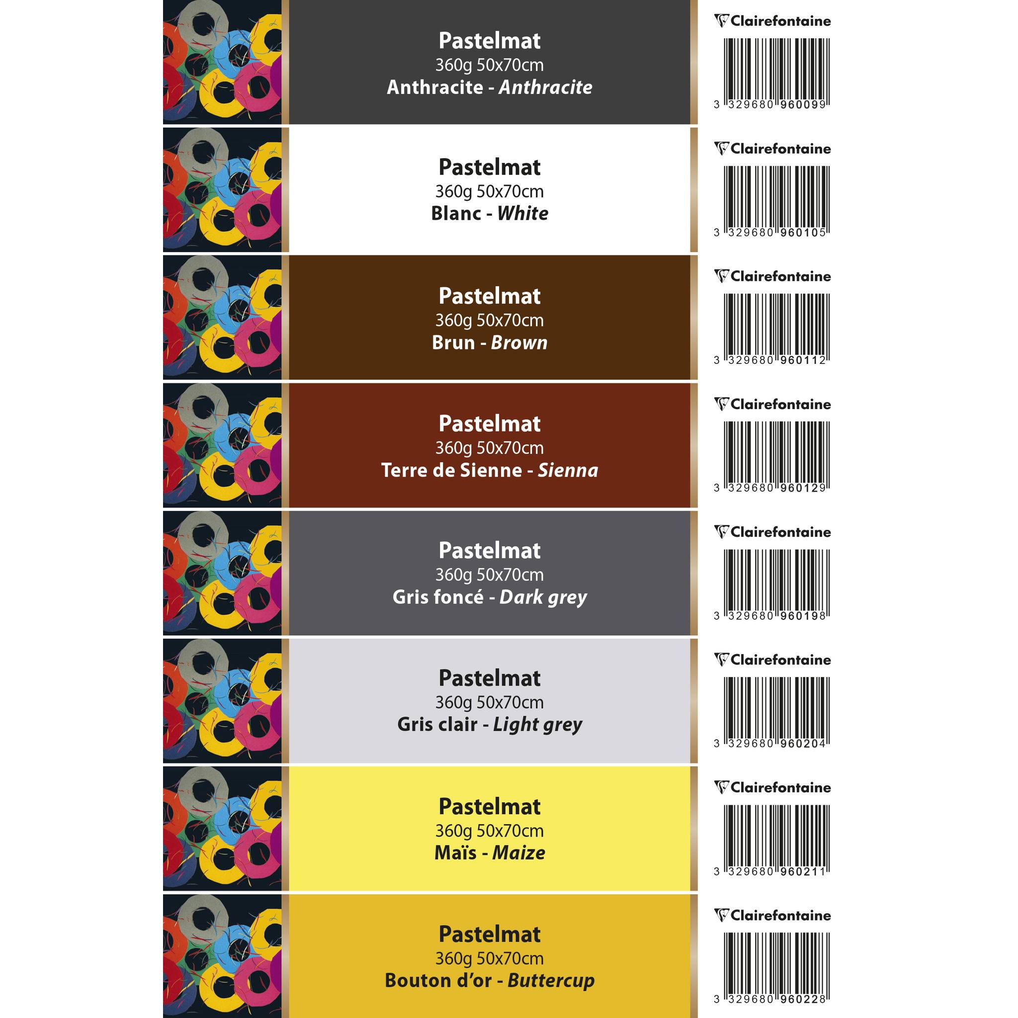 Clairefontaine Etiketten Pastelmat gegenkaschiert 50x70 cm - 93918C