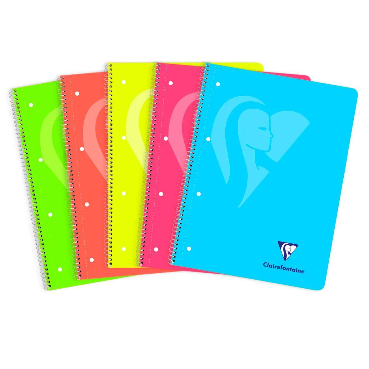 Clairefontaine 5x Collegeblock A4+, 120 Bl 90g, kariert PP Sortiert 598723C
