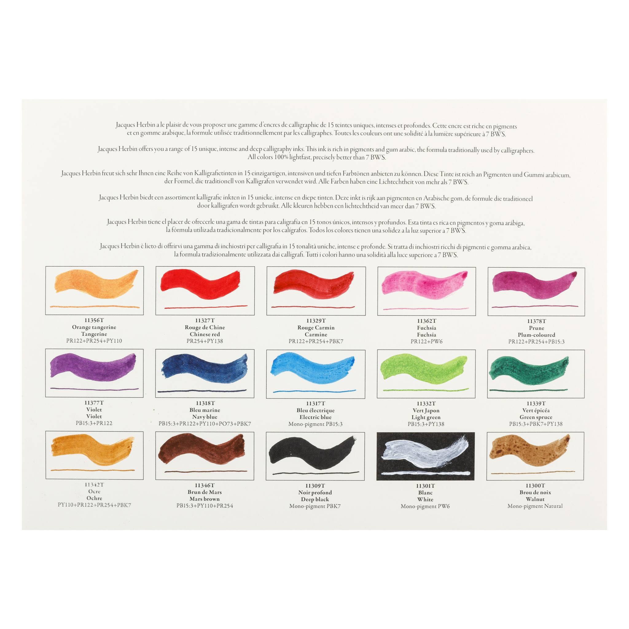Jacques Herbin Farbkarte für Kalligrafietinten, 24x18 cm - 14T