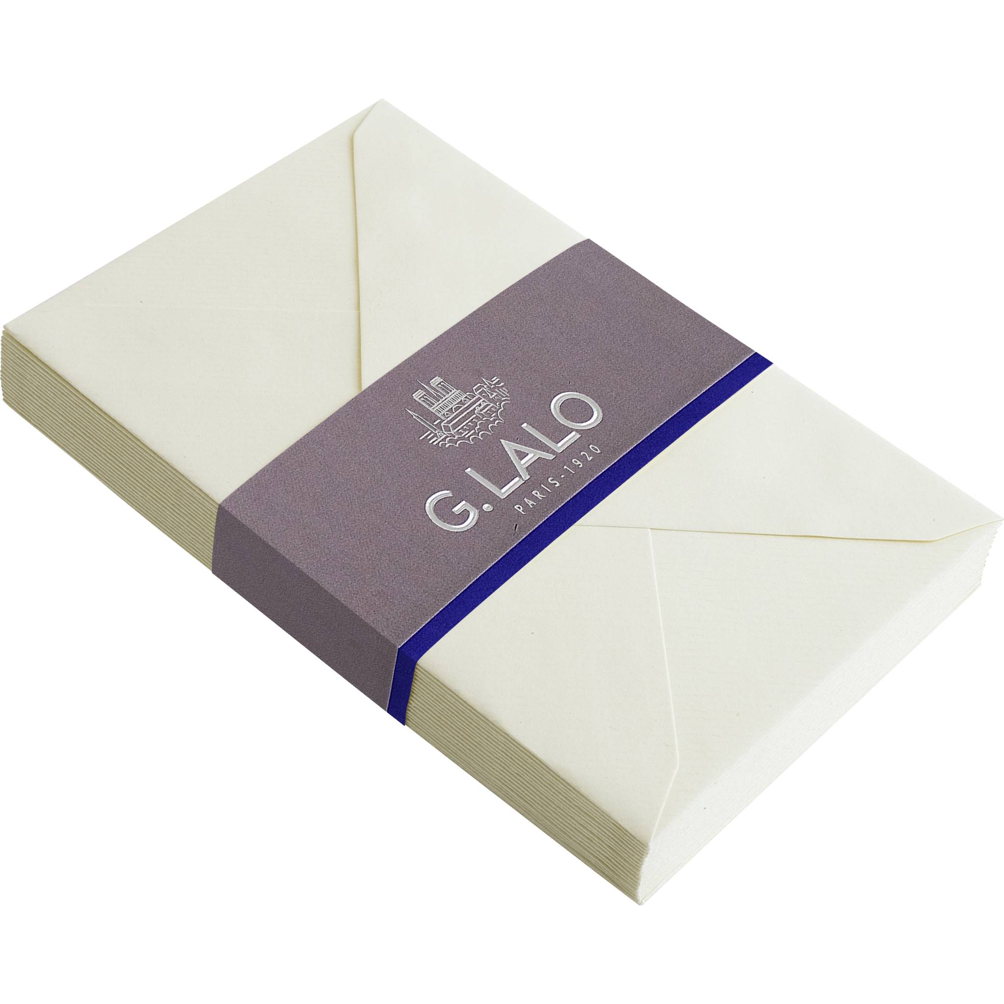 G.Lalo 10x Lalo, Pack 25 Umschlägen 90x140mm Vergé de France Elfenbein 24416L