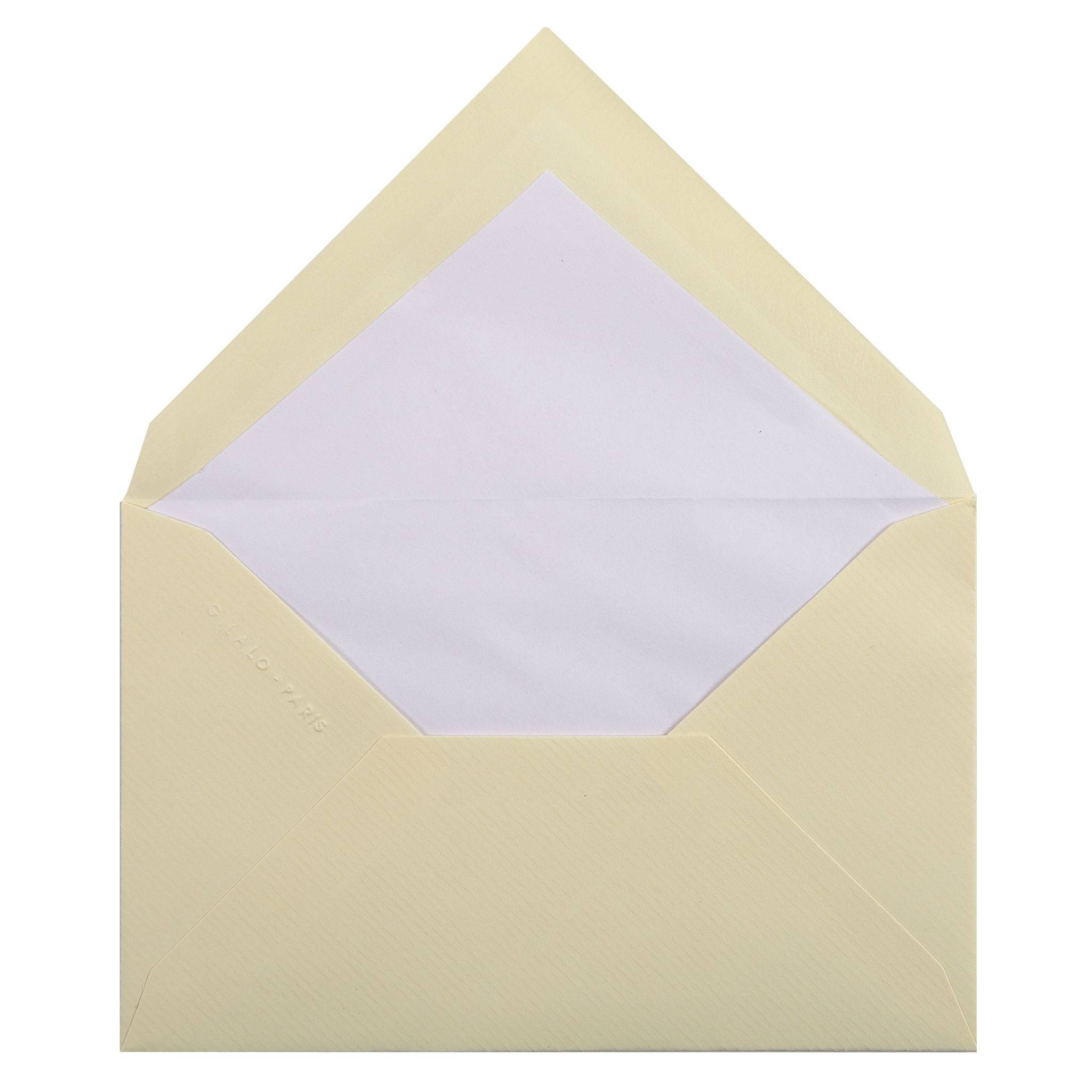 G.Lalo 10x Lalo, Pack 25 Umschlägen 90x140mm Vergé de France Elfenbein 24416L