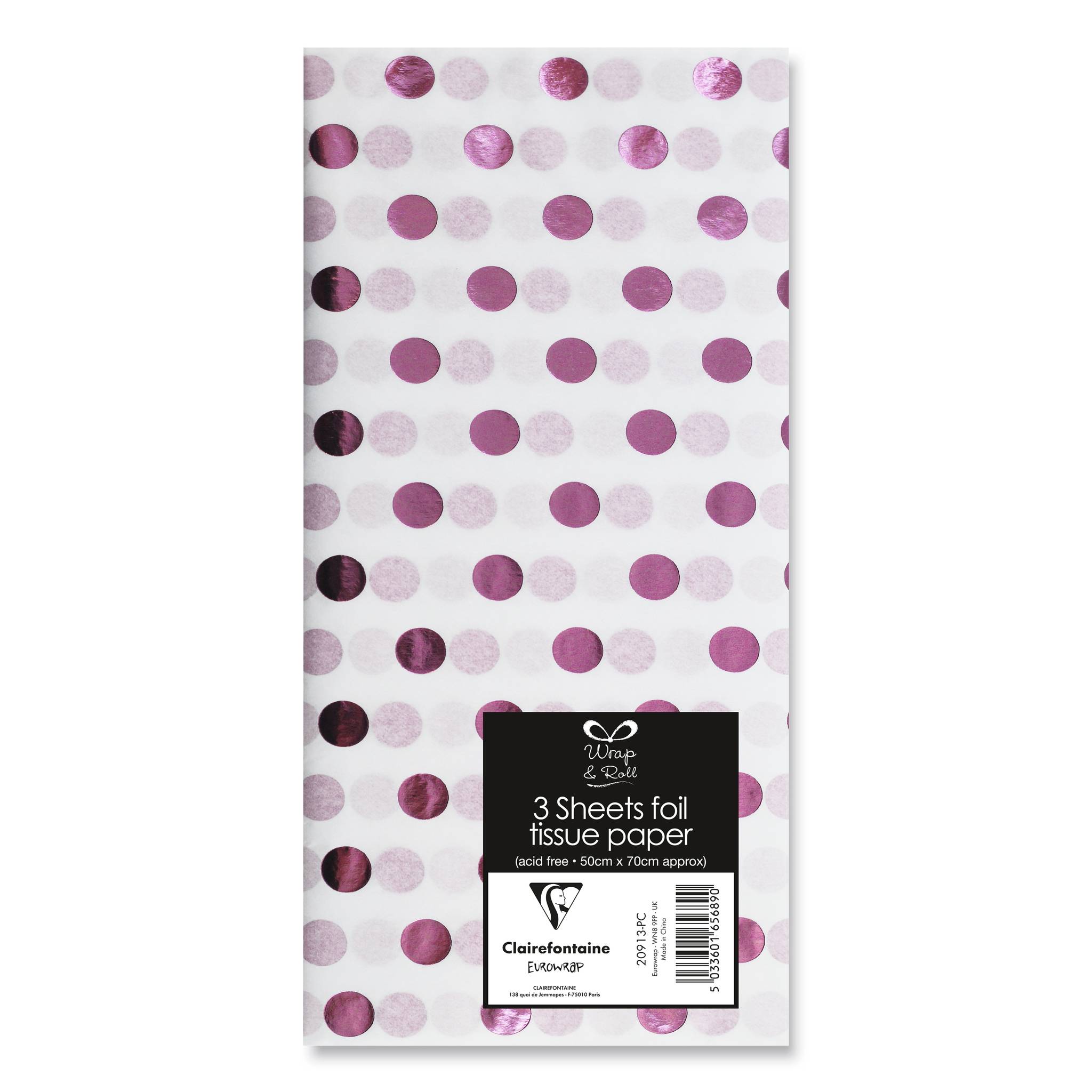Clairefontaine 12x Seidenpapier, Pack 3 Bl 50x70 cm, Metallic Weiß 20913-PC