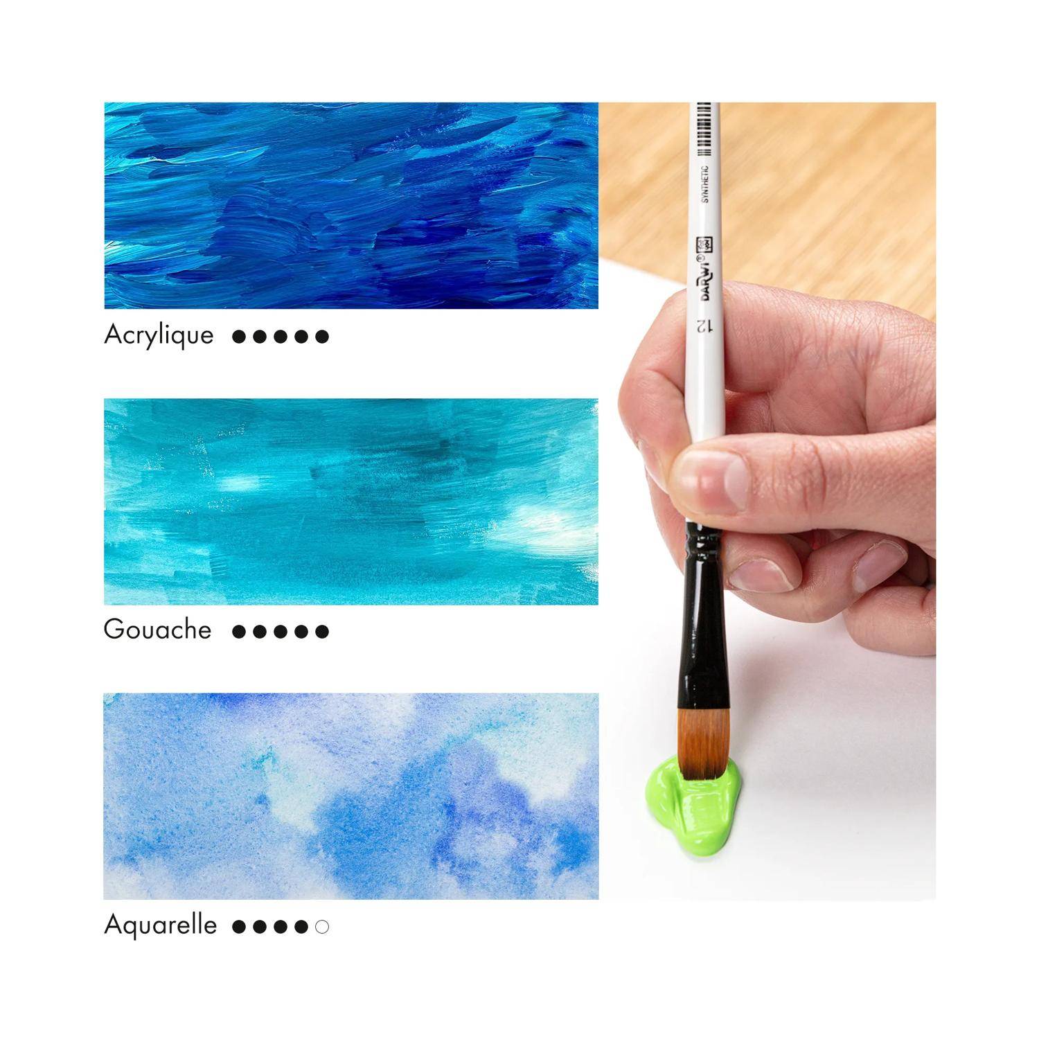 Darwi 12x Darwi For You, Set mit 5 feinen Pinseln - Weiß DF1905150K01C