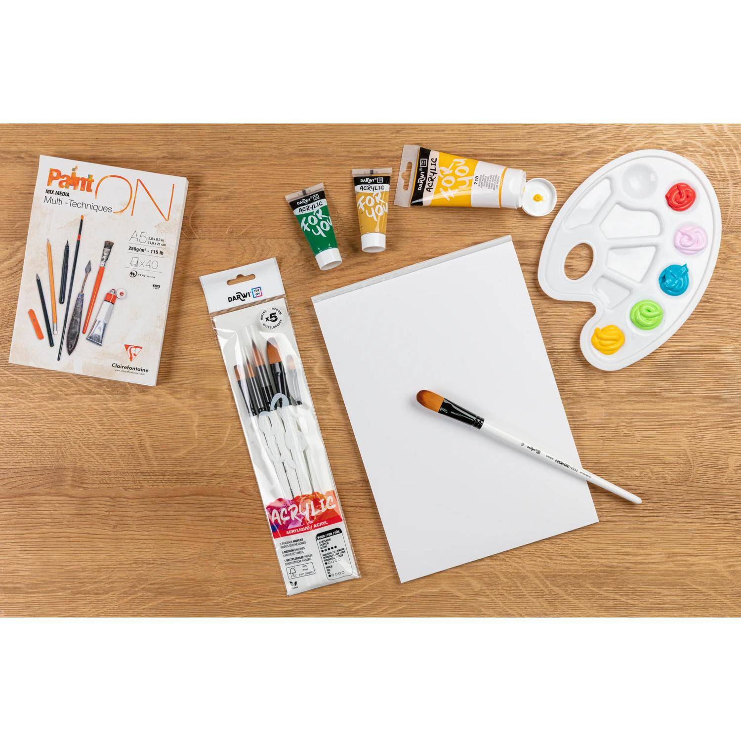 Darwi 12x Darwi For You, Set mit 5 feinen Pinseln - Weiß DF1905150K01C