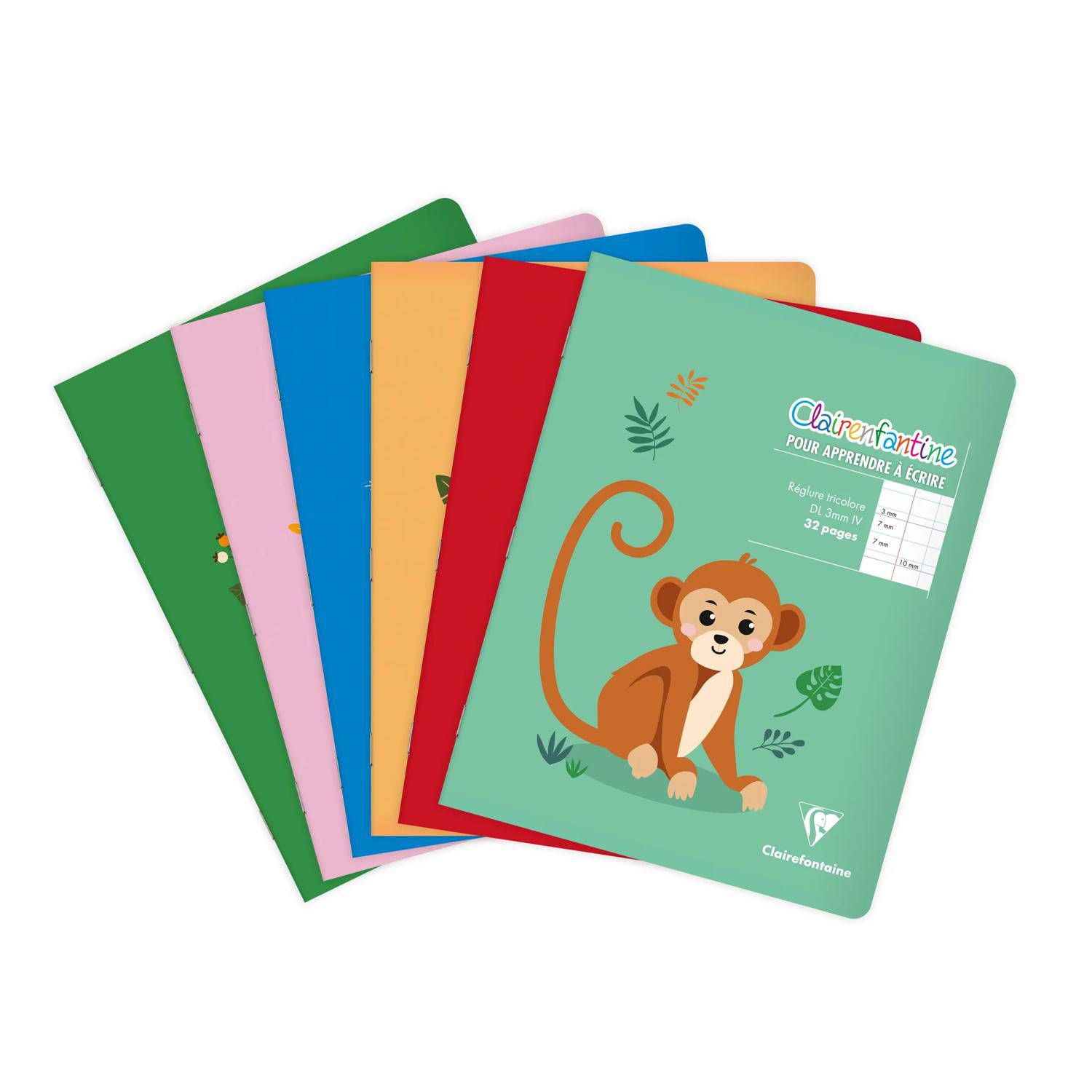 Clairefontaine 25x Notizheft 17x22cm, 16 Bl 3mm + Zwischenlinie Sortiert 3794C