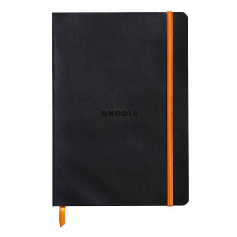 Rhodia Notizbuch A5 Softcover, 80 Bl elfenbein 90g, kariert, Schwarz 117817C