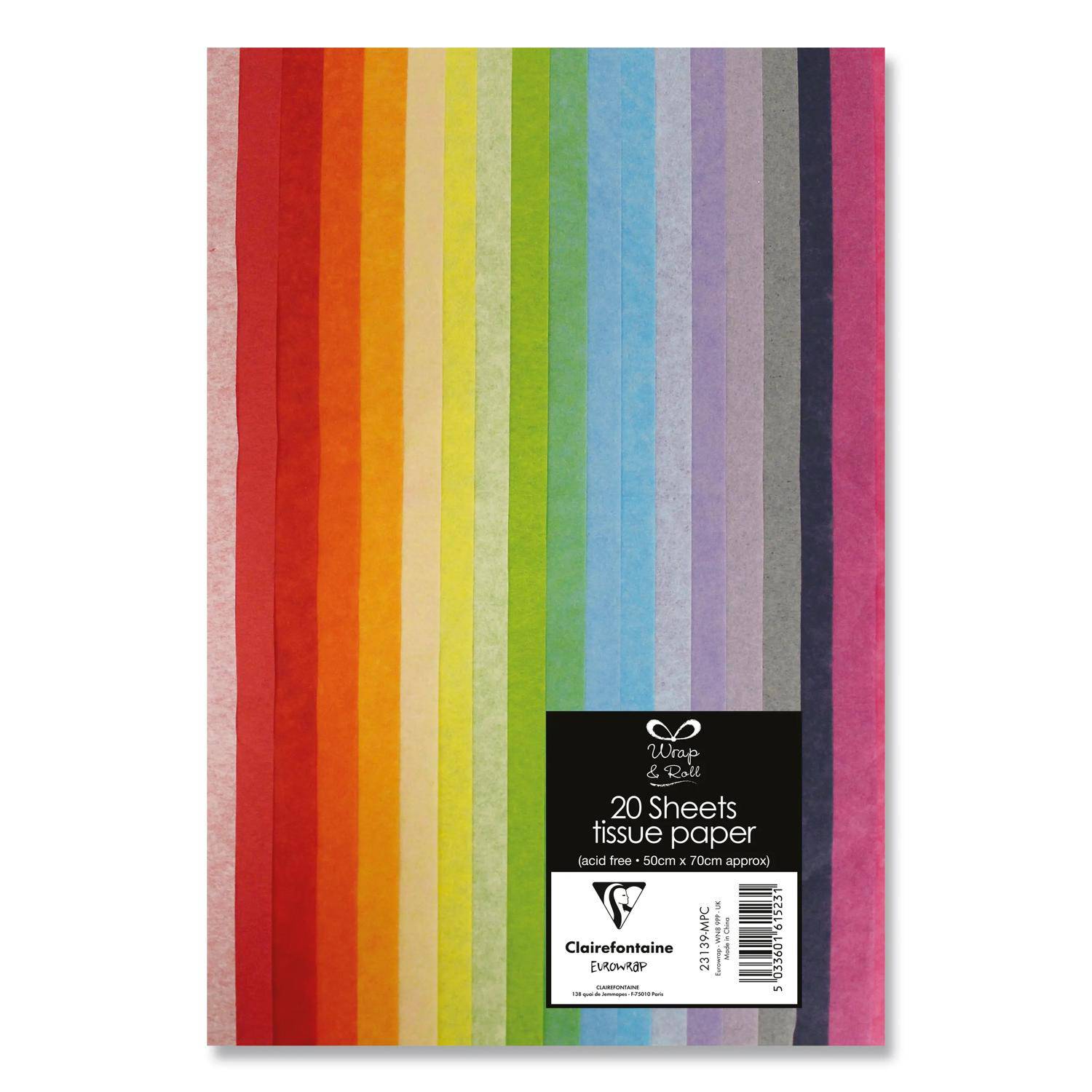 Clairefontaine 12x Seidenpapier, Pack 20 Bl 50x70 cm, Sortierung 23139-MPC
