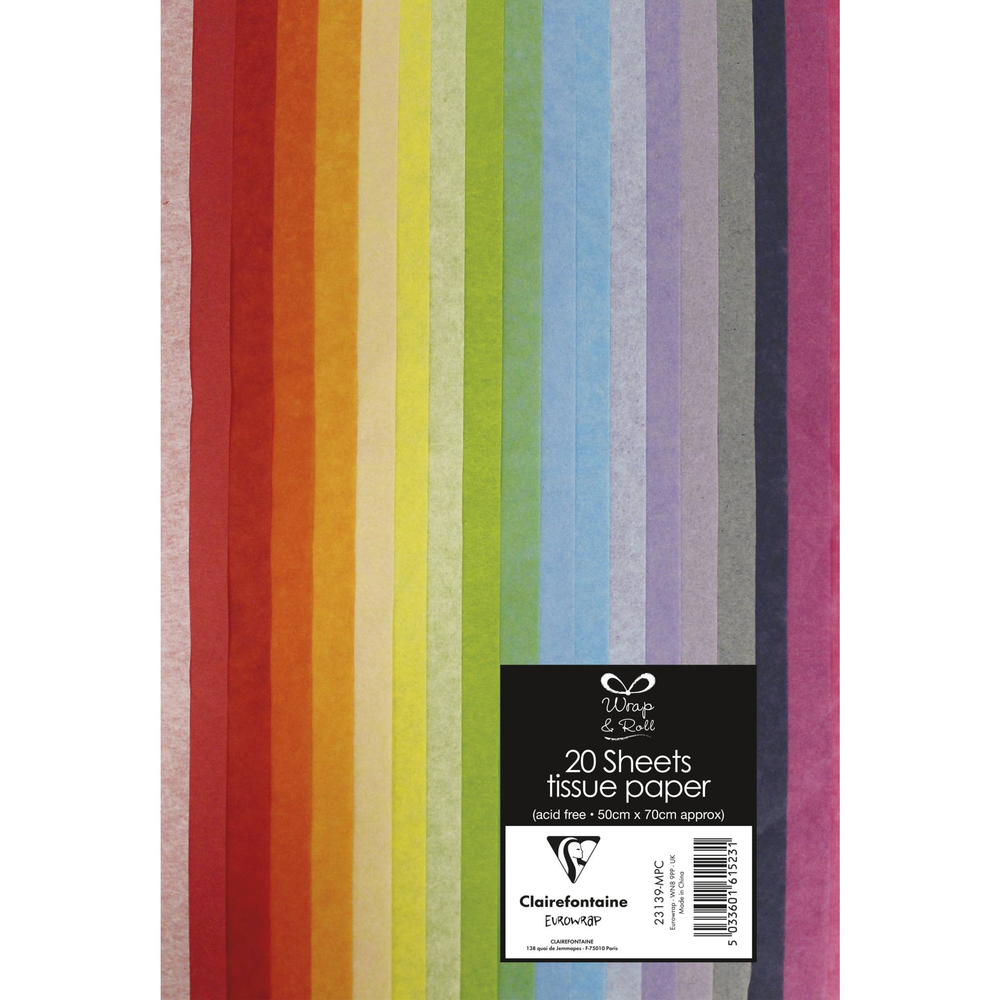 Clairefontaine 12x Seidenpapier, Pack 20 Bl 50x70 cm, Sortierung 23139-MPC