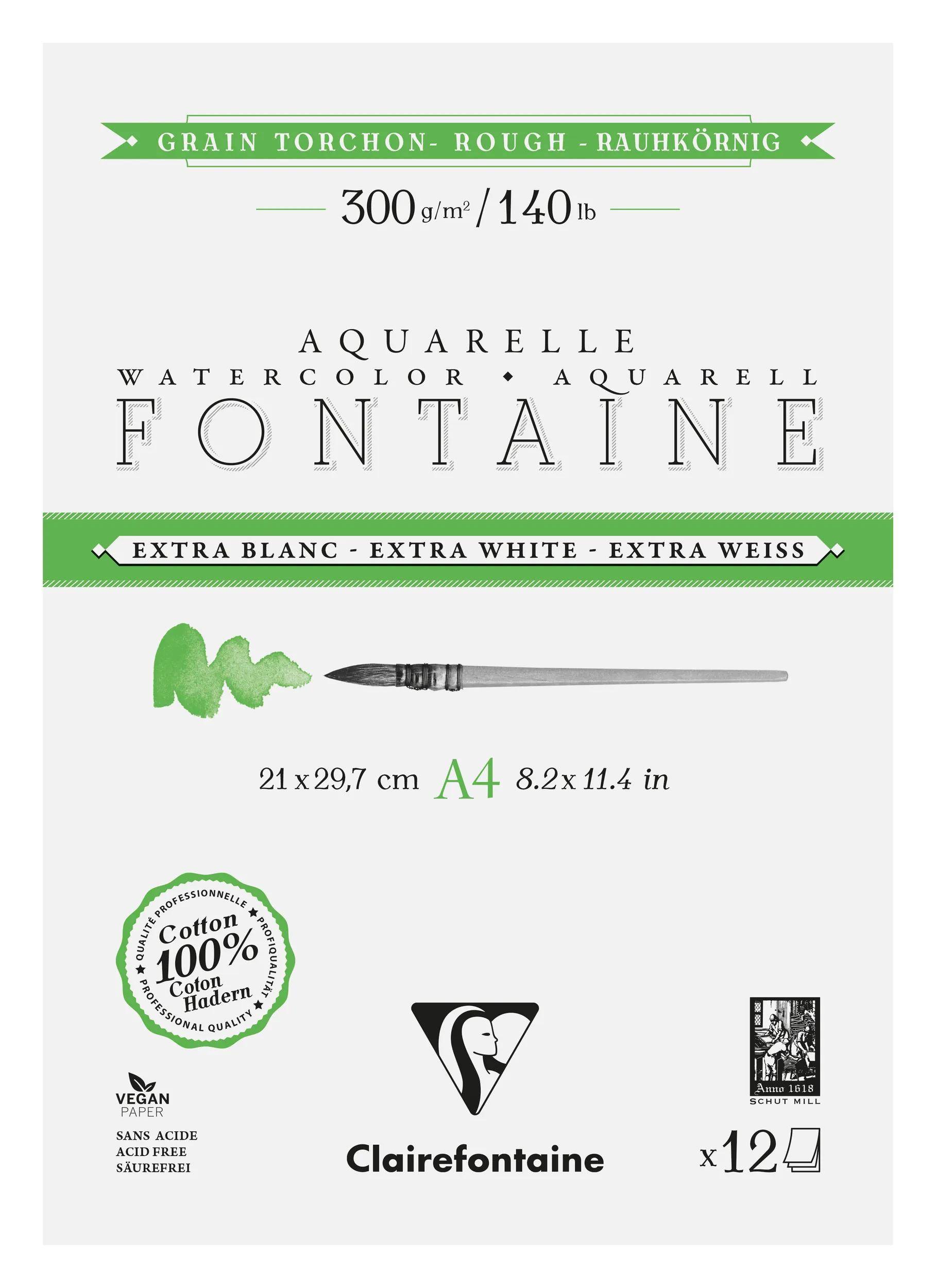 Clairefontaine 5x Extraweiß Block 2-seitig geleimt, 12 Bl A4 300g 976087C