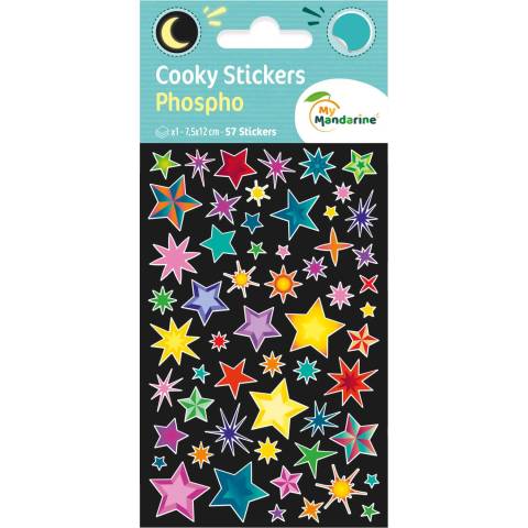 Maildor 10x Cooky Phospho, 1 Stickerbogen 7,5x12cm, Sterne - Mehrfarbig CY161C