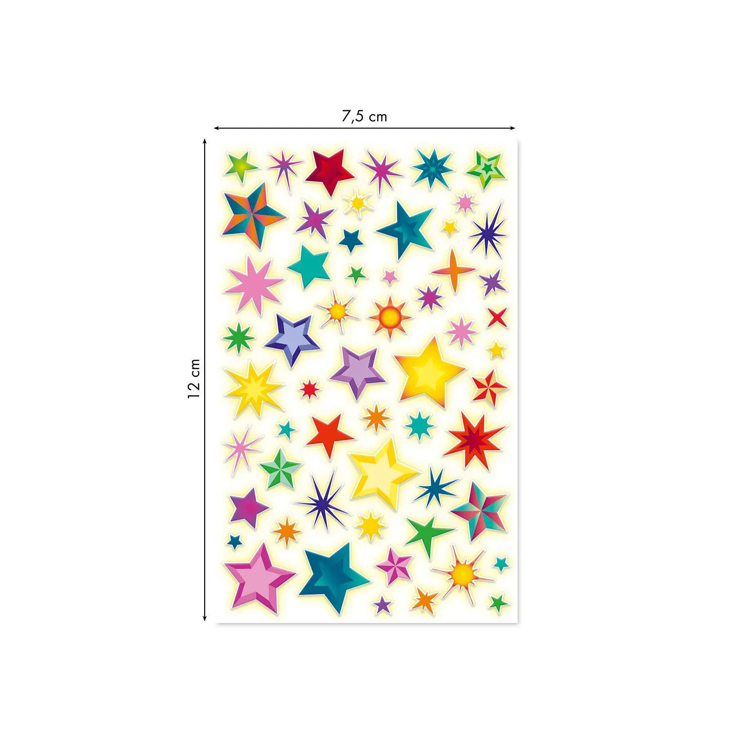 Maildor 10x Cooky Phospho, 1 Stickerbogen 7,5x12cm, Sterne - Mehrfarbig CY161C