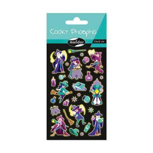 Maildor 10x Cooky Phospho, 1 Stickerbogen 7,5x12cm, Magie - Mehrfarbig CY168C Maildor 10x Cooky Phospho, 1 Stickerbogen 7,5x12cm, Magie - Mehrfarbig CY168C