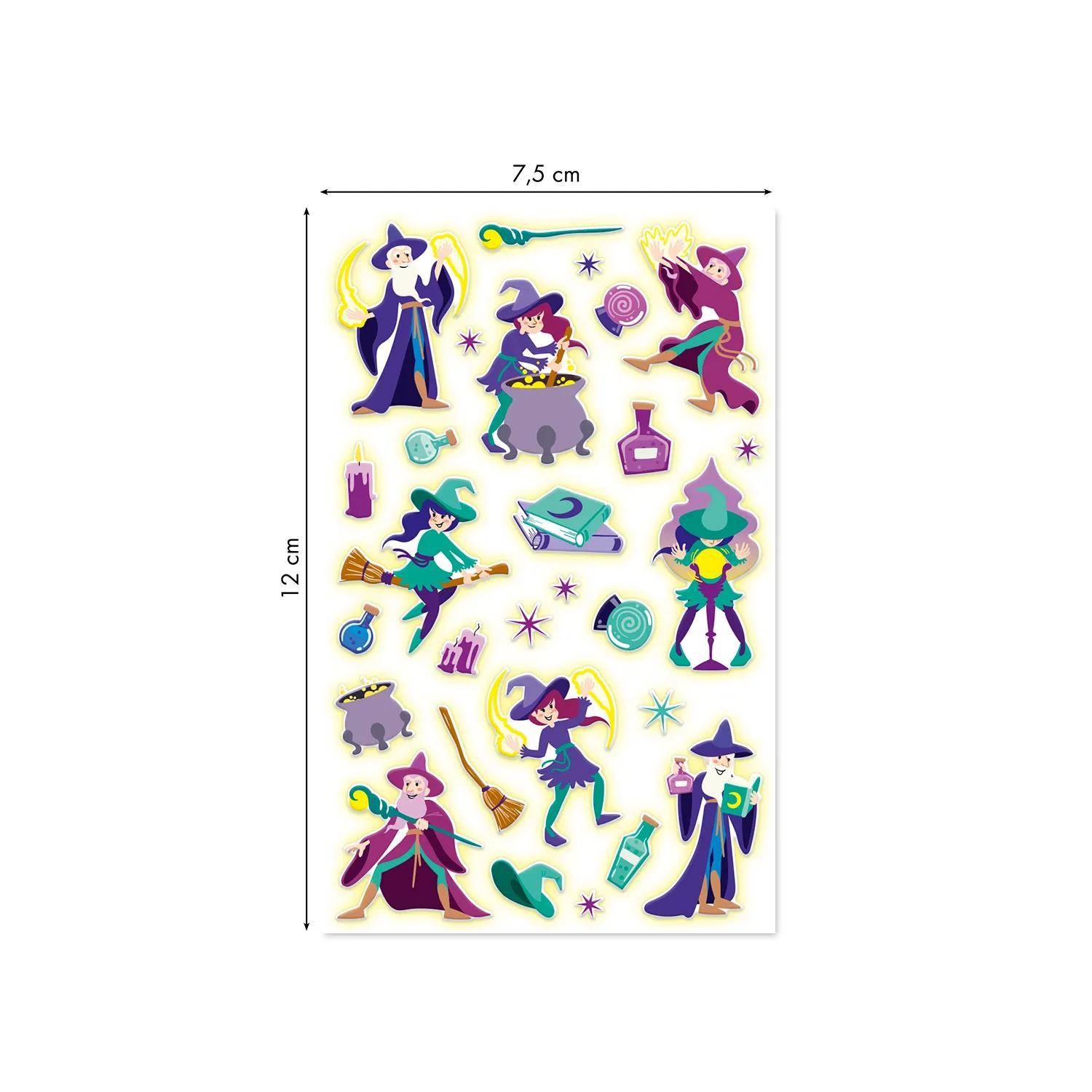 Maildor 10x Cooky Phospho, 1 Stickerbogen 7,5x12cm, Magie - Mehrfarbig CY168C