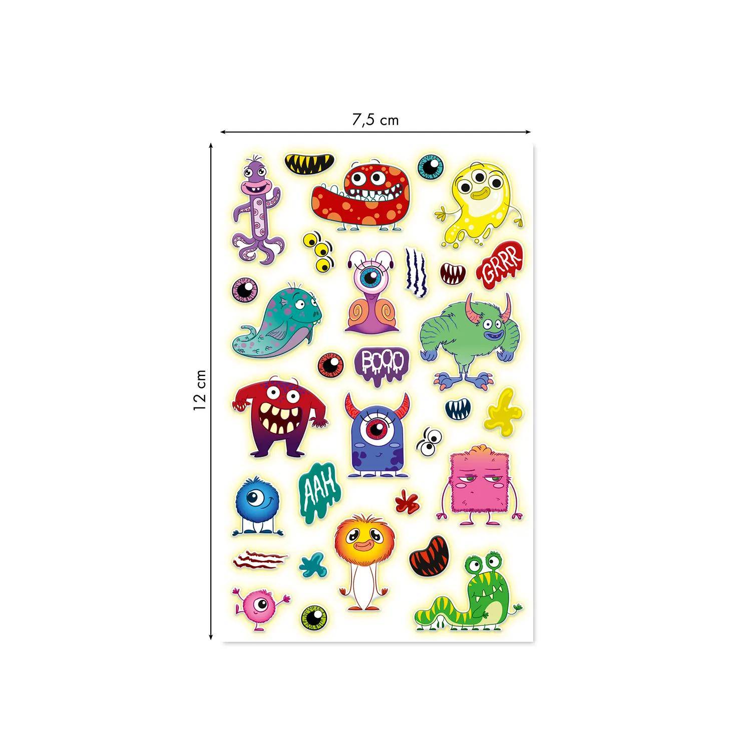 Maildor 10x Cooky Phospho, 1 Stickerbogen 7,5x12cm, Monster Mehrfarbig CY167C