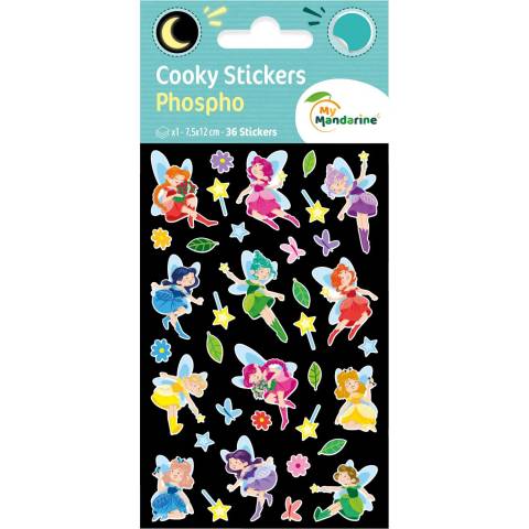 Maildor 10x Cooky Phospho, 1 Stickerbogen 7,5x12cm, Feen - Mehrfarbig CY166C