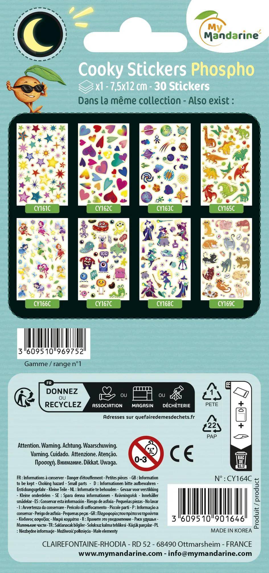 Maildor 10x Stickerbogen 7,5x12cm, Einhörner Mehrfarbig CY164C