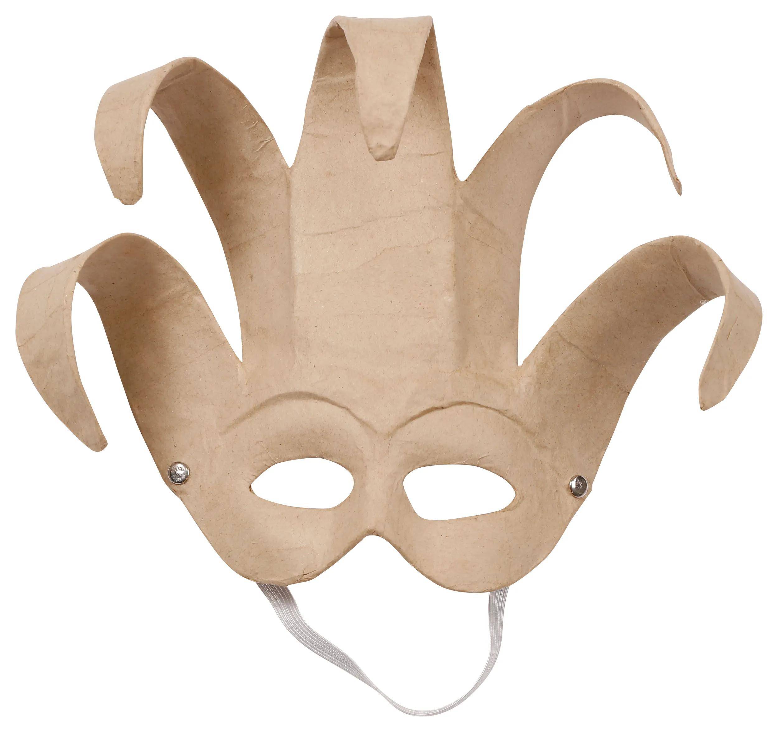 Décopatch 2x Braunes Pappmaché, venezianische Maske 29x10cm - Kartonbraun AC902C