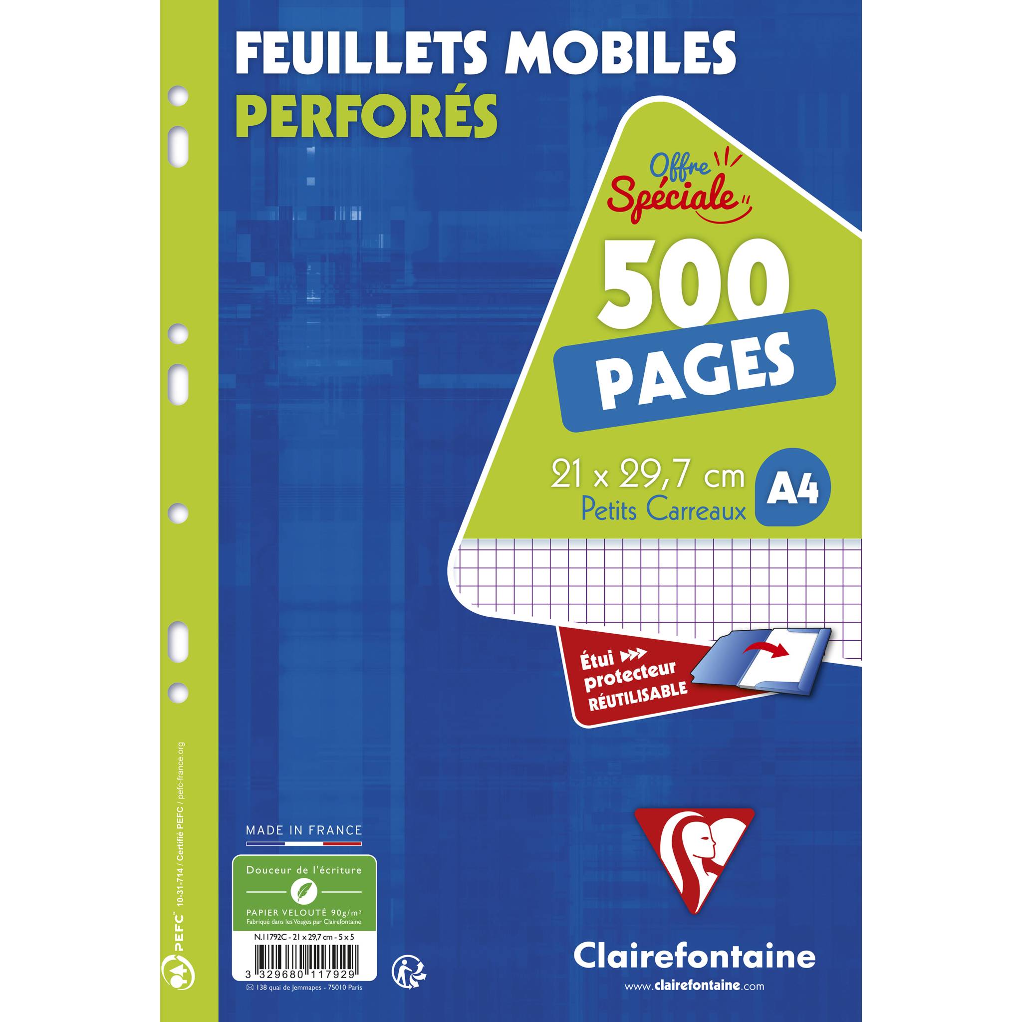 Clairefontaine 6x Ringbucheinlagen A4 in Kartonpackung, 250 Bl kariert 11792C