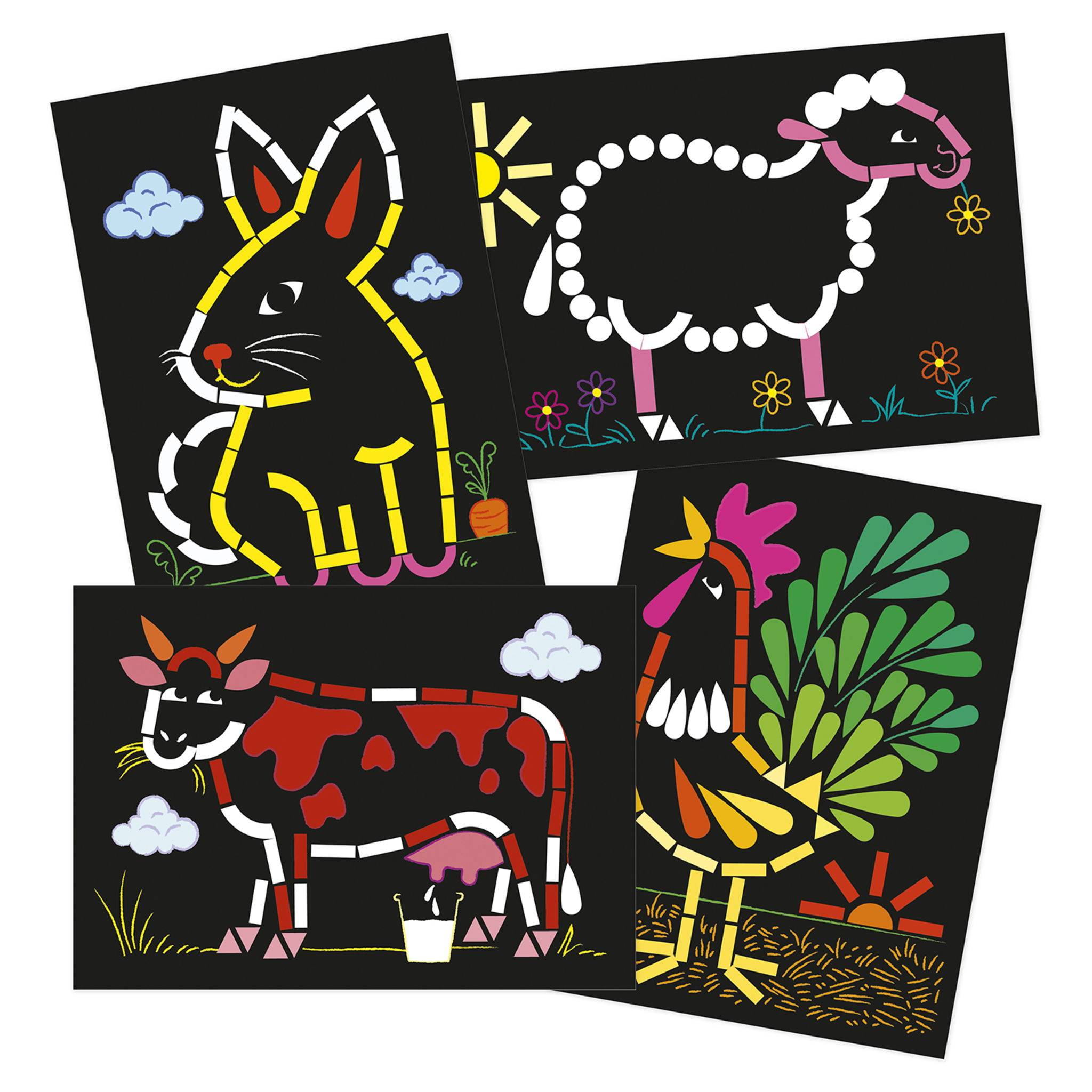 Maildor 10x Kreativset Sticker, 14,8x21 cm, Tiere Mehrfarbig AF036C
