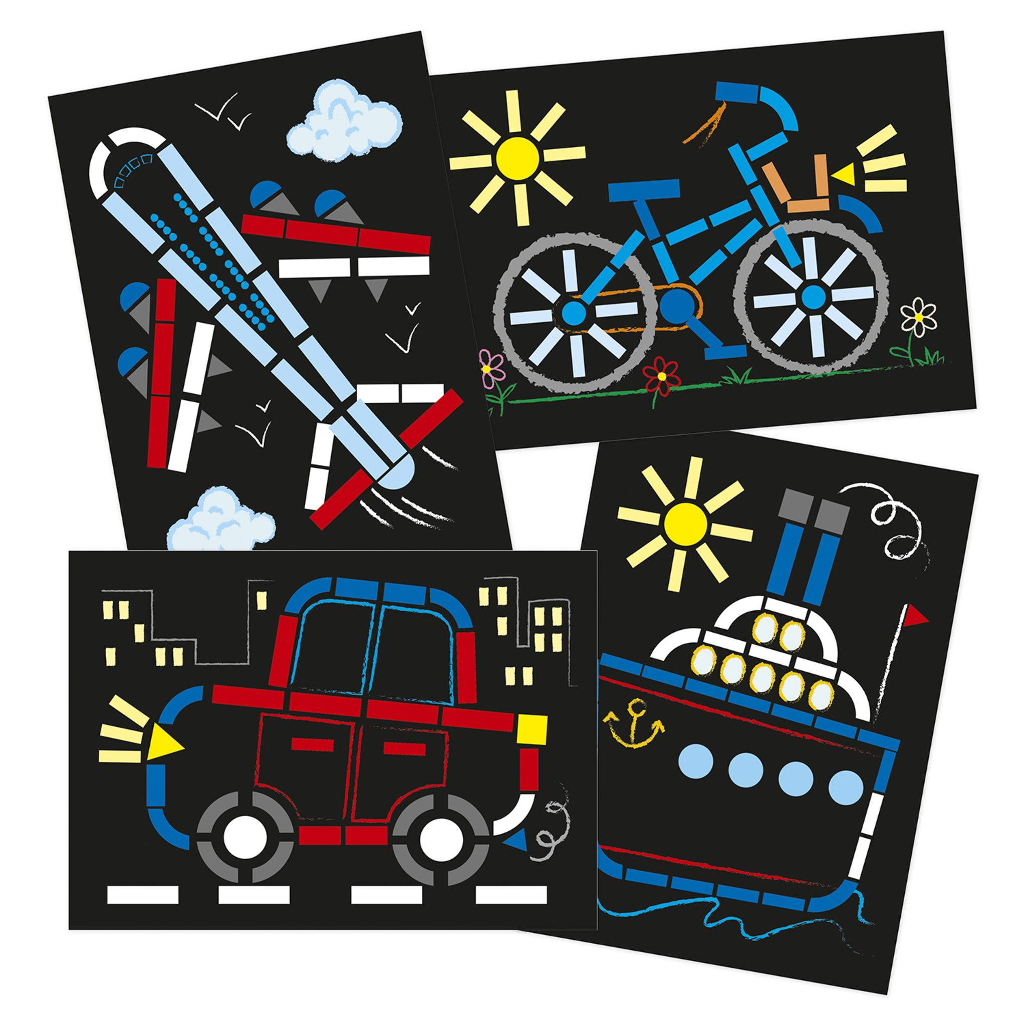 Maildor 10x Kreativset Sticker, 14,8x21 cm, Transportmittel Mehrfarbig AF035C