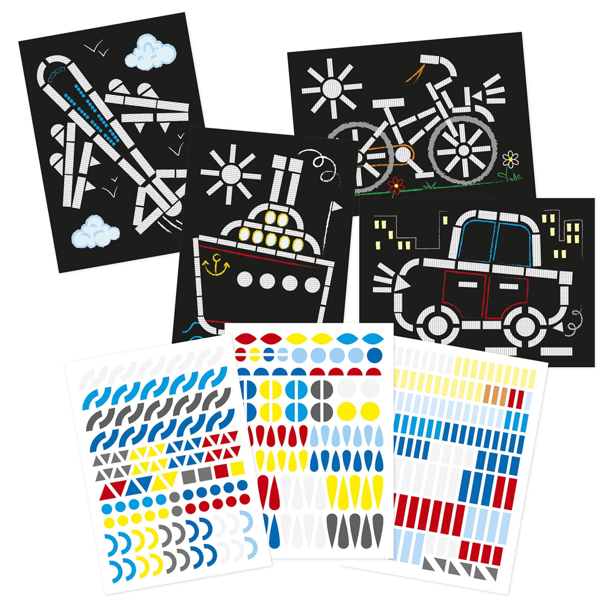 Maildor 10x Kreativset Sticker, 14,8x21 cm, Transportmittel Mehrfarbig AF035C